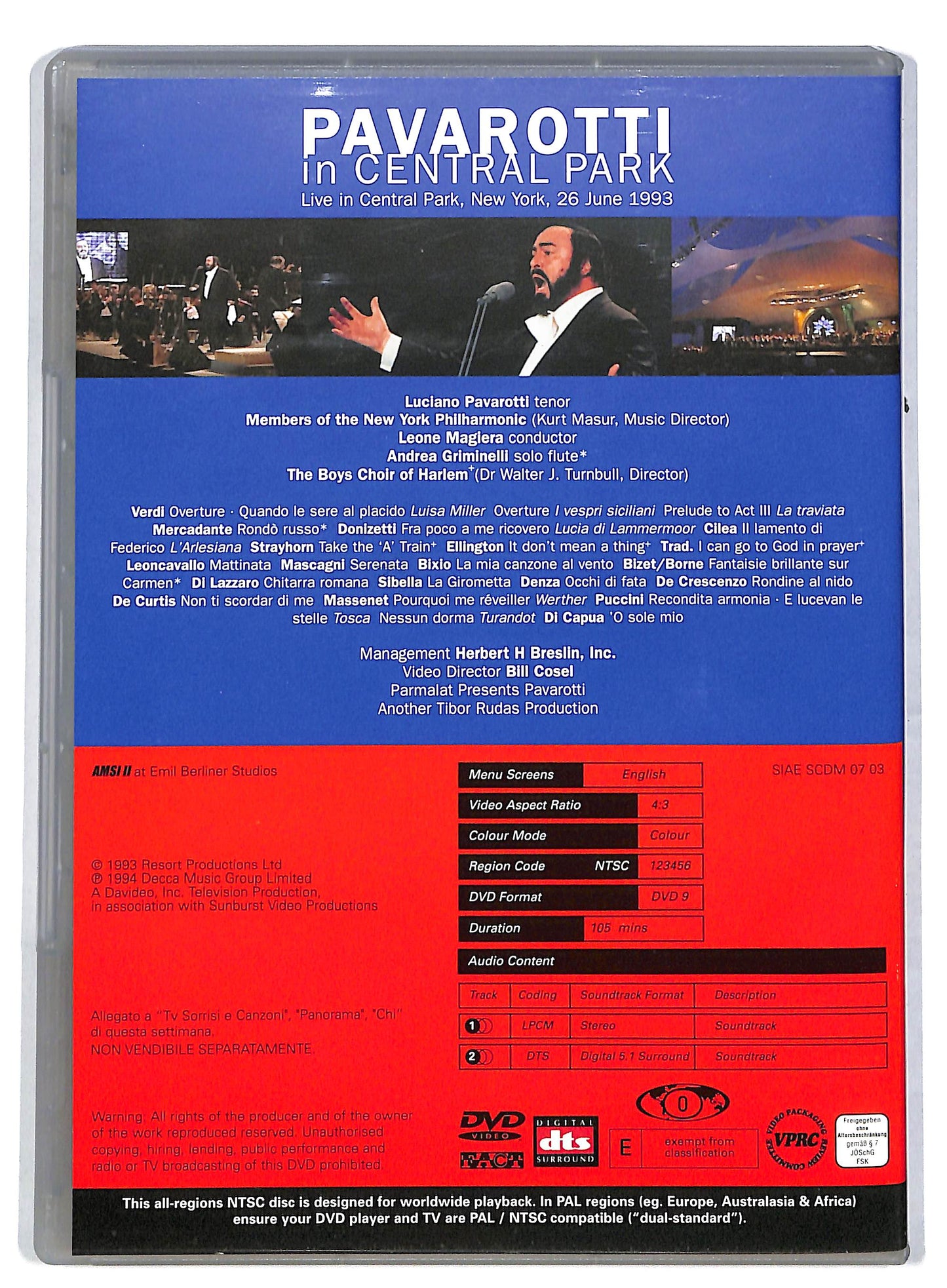 EBOND Luciano Pavarotti - Pavarotti in Central Park EDITORIALE DVD DB594124