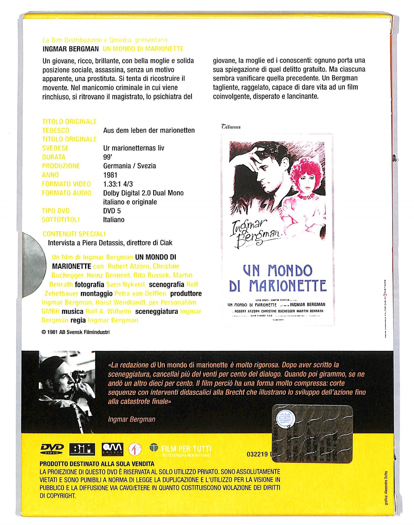 EBOND Un mondo di marionette EDITORIALE DIGIPACK DVD DB594126