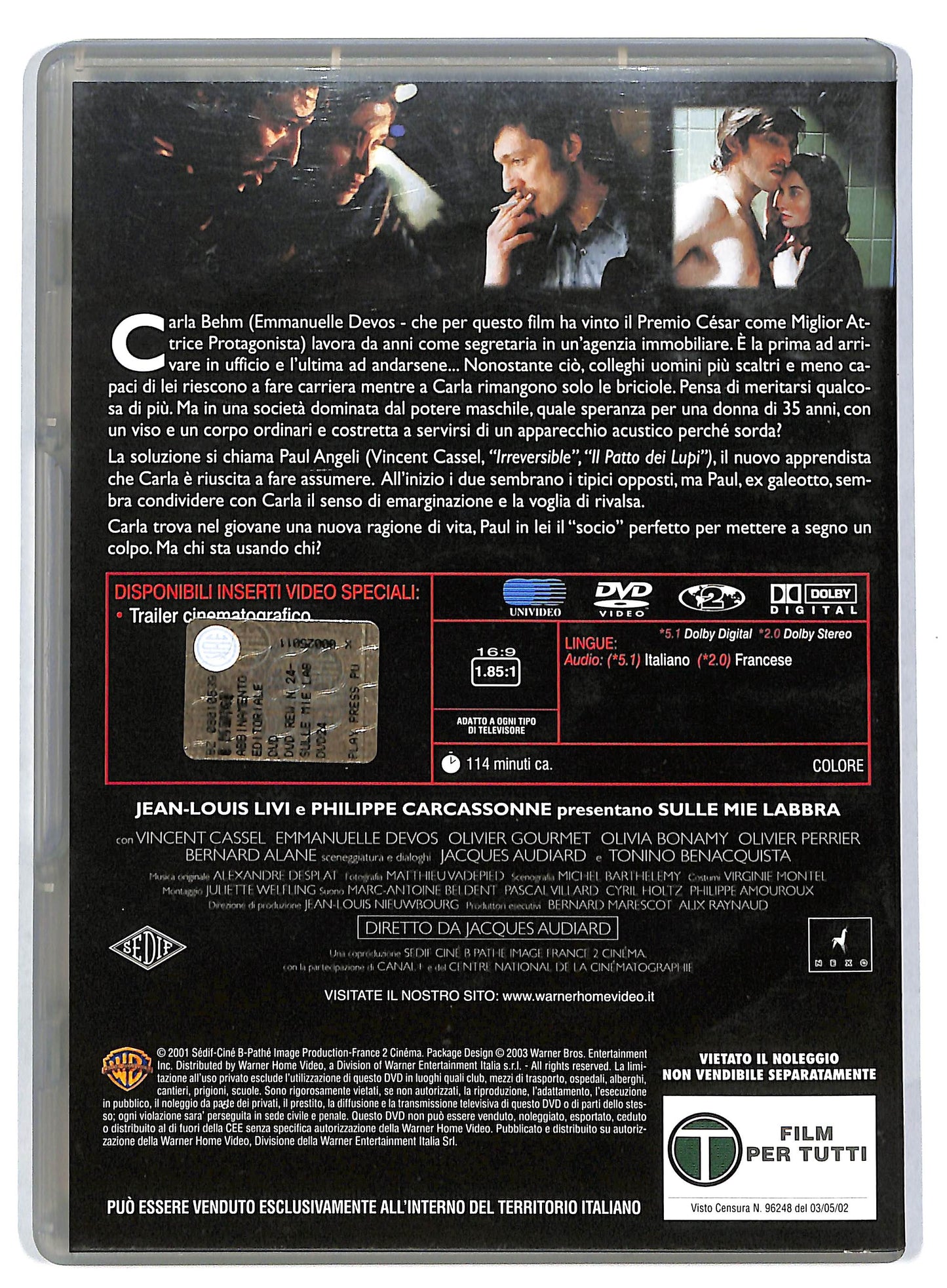 EBOND Sulle mie labbra EDITORIALE DVD DB594902