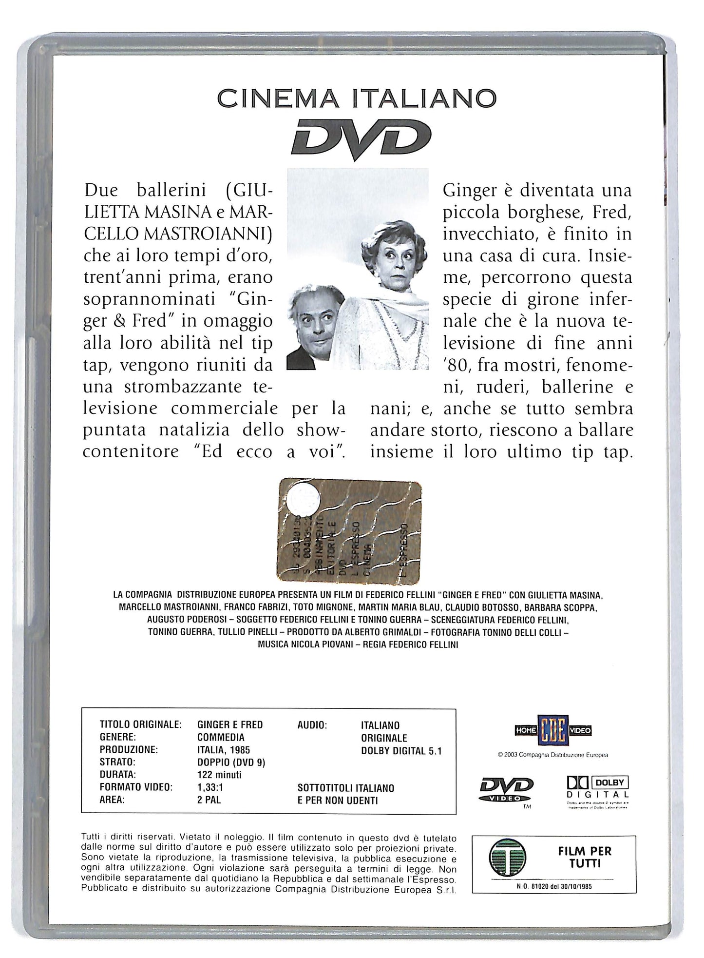 EBOND Ginger e Fred EDITORIALE DVD DB594933