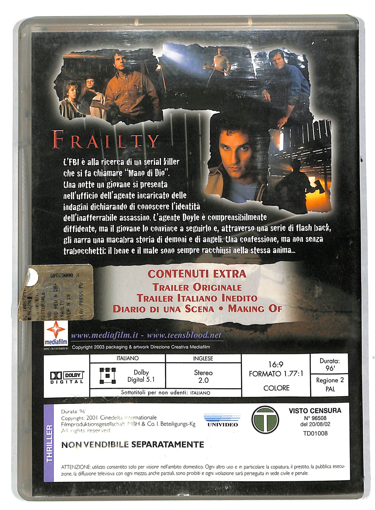 EBOND Frailty - Nessuno e al sicuro EDITORIALE DVD DB597867
