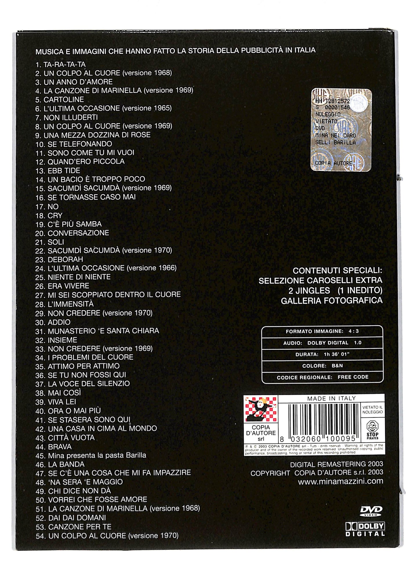 EBOND Mina nei caroselli barilla DIGIPACK DVD DB599113