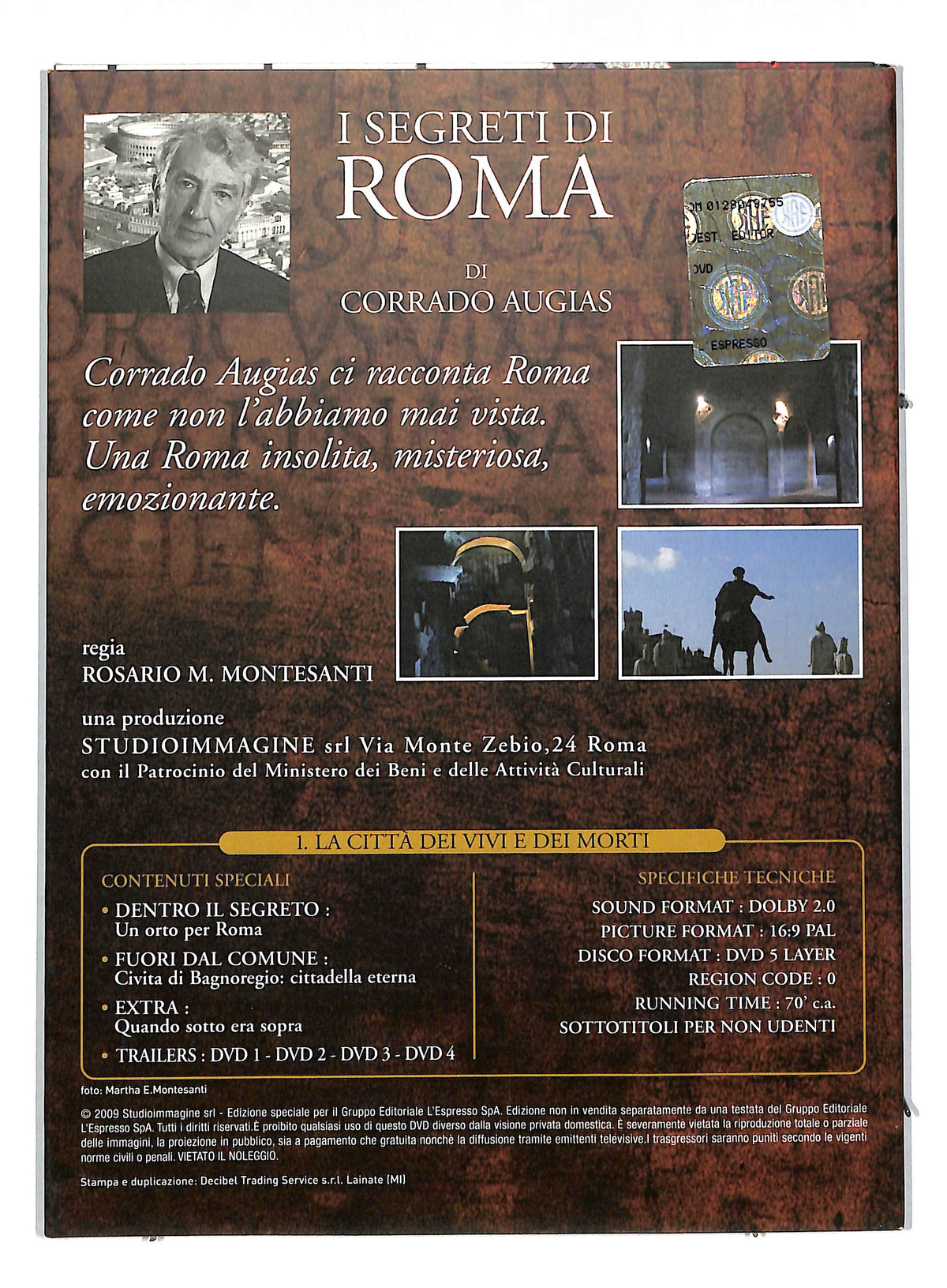 EBOND I segreti di Roma vol 1 - la citta dei vivi e dei EDITORIALE DVD DB601954