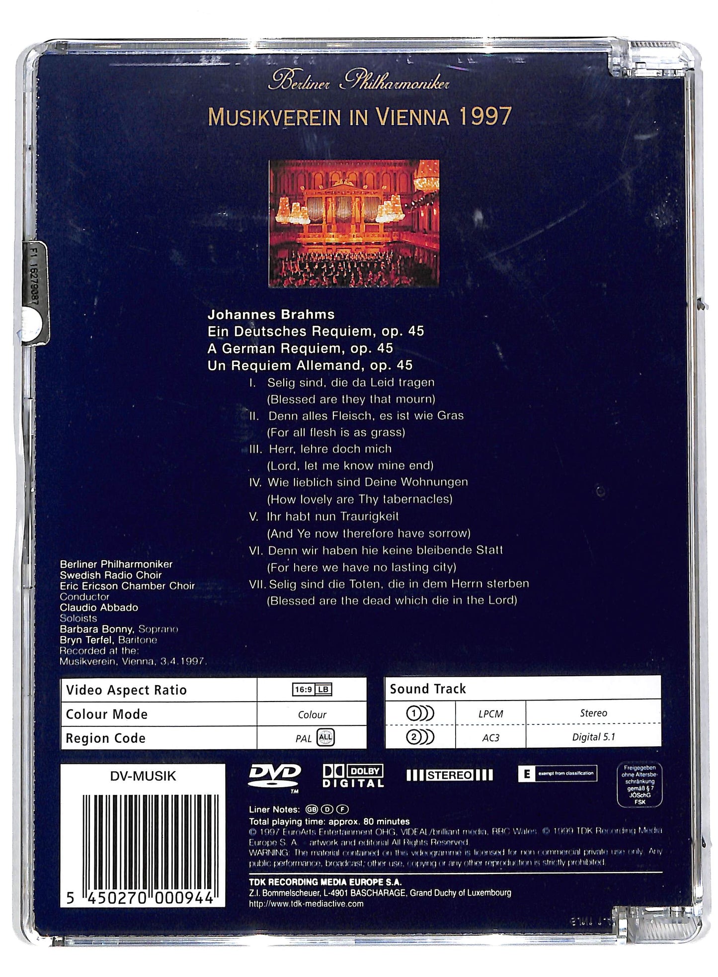 EBOND Musikverein in Vienna 1997 - Claudio abbado SJB DVD DB603104