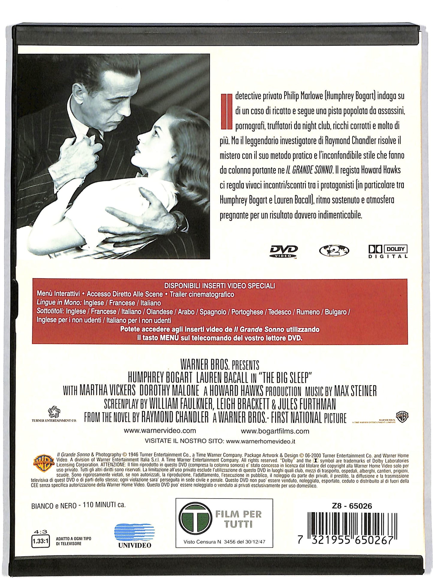 EBOND Il grande sonno Bogart e Bacall SNAPPER DVD DB603118