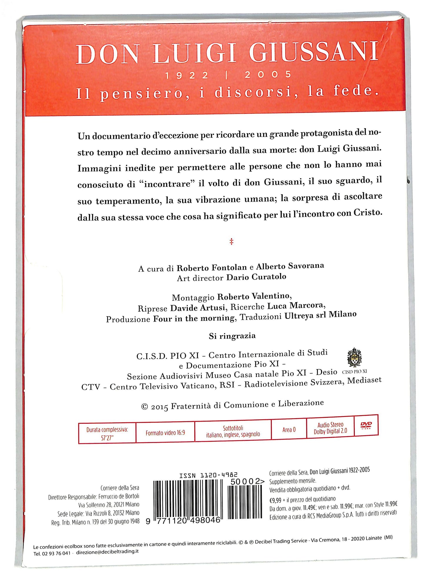 EBOND Don luigi giussani 1922 - 2005 EDITORIALE DIGIPACK DVD DB603229