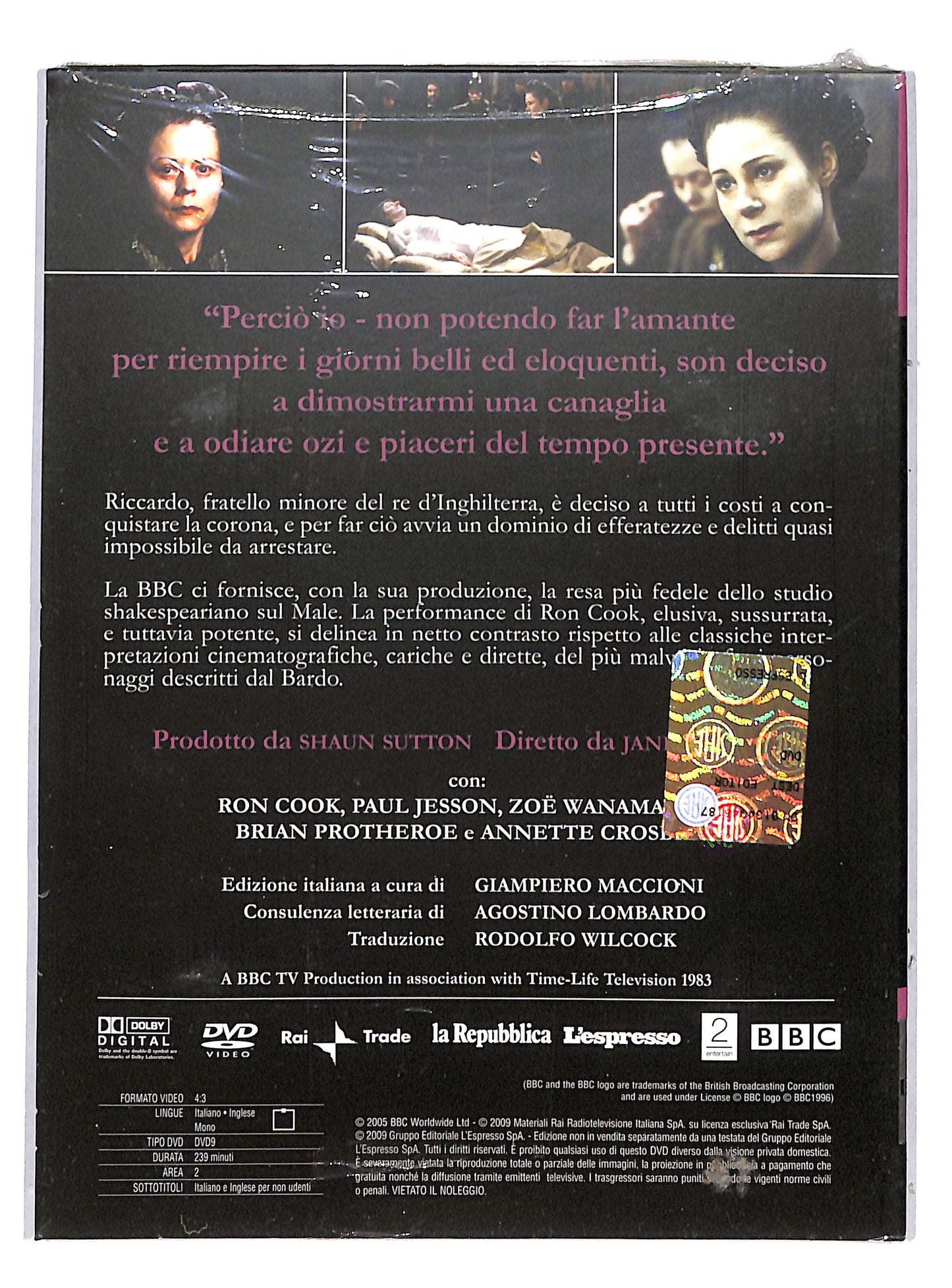 EBOND Riccardo III Shakespeare collection 9 DIGIPACK EDITORIALE DVD DB609308