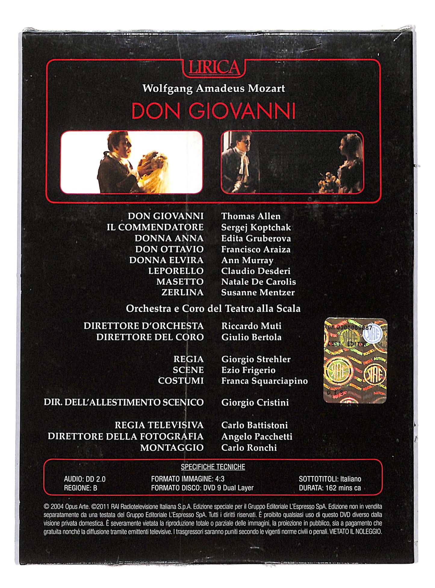 EBOND Don Giovanni Lirica teatro alla Scala DIGIPACK EDITORIALE DVD DB609314