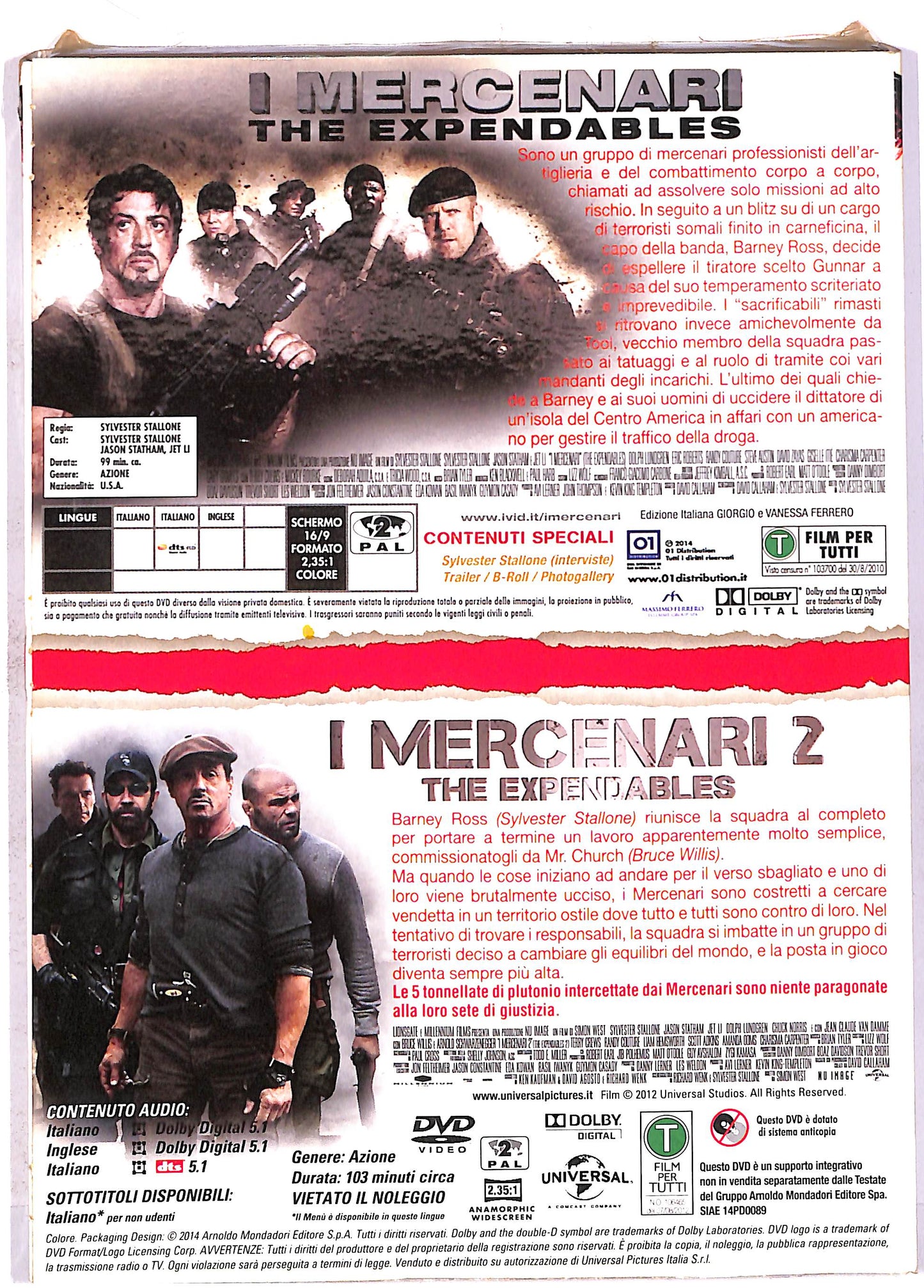 EBOND I mercenari - I mercenari 2 EDIZIONE SPECIALE 2 FILM DVD DB609647