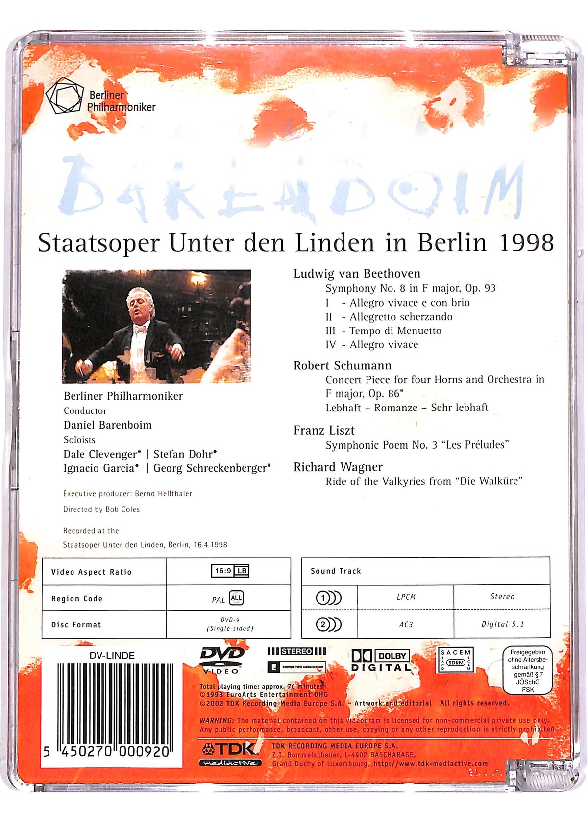 EBOND Beethoven Schumann Lizst Wagner Barenboim Concert SJB DVD DB611024