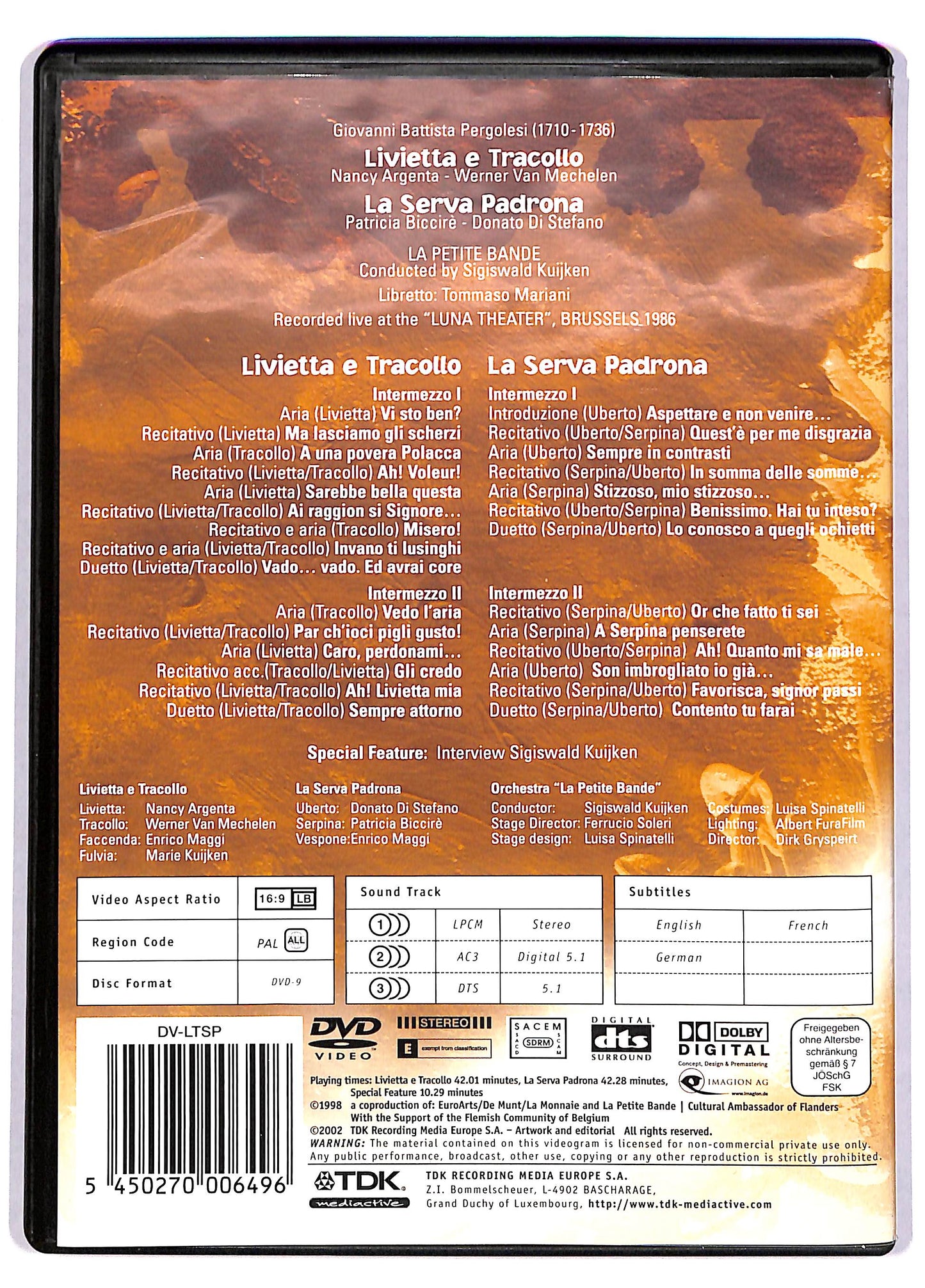 EBOND Giovanni Pergolesi Livietta e tracollo La serva padrona DVD DB611236