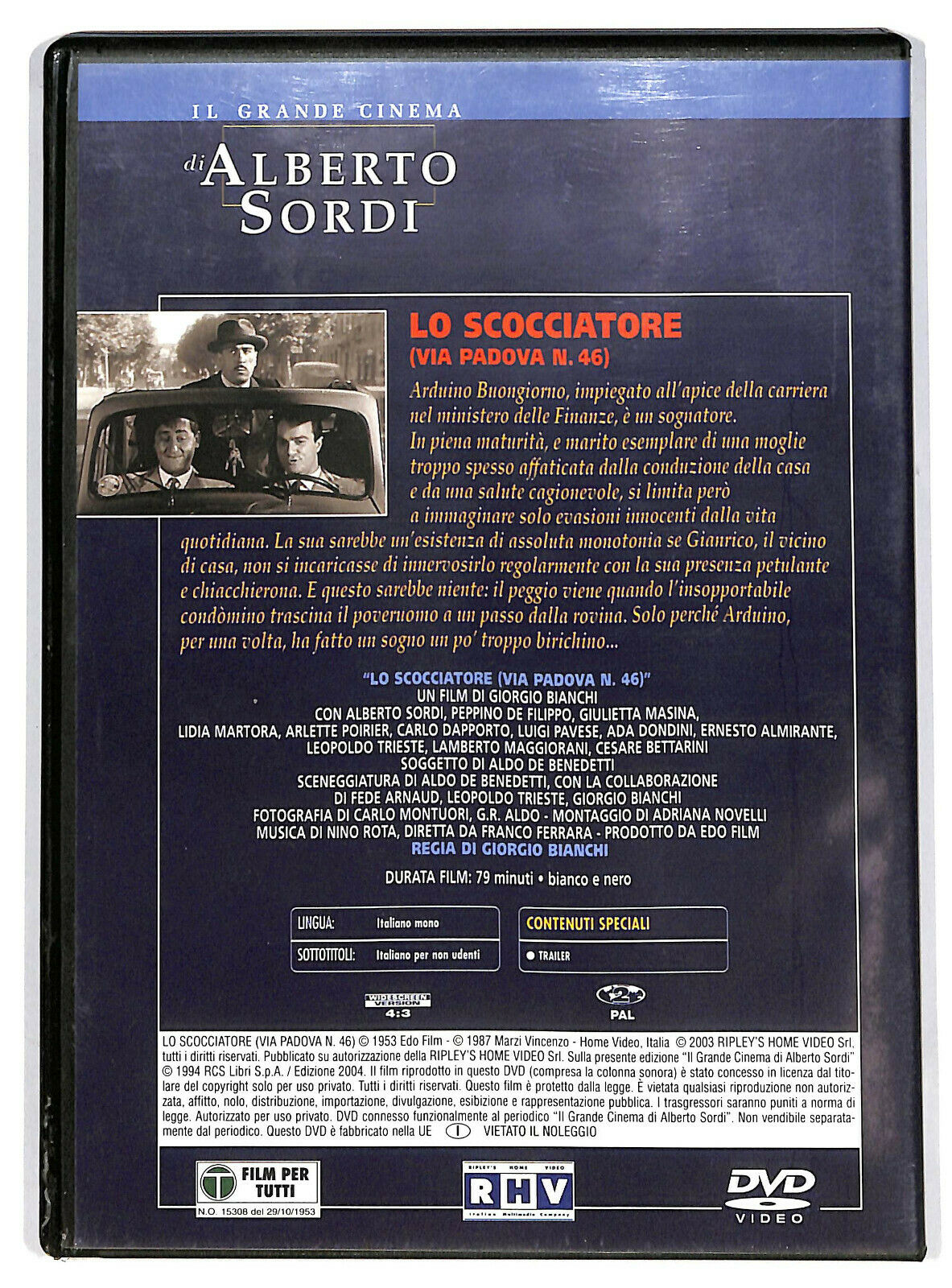 EBOND Alberto Sordi - Lo Scocciatore (via Padova 46) Editoriale DVD DB623317