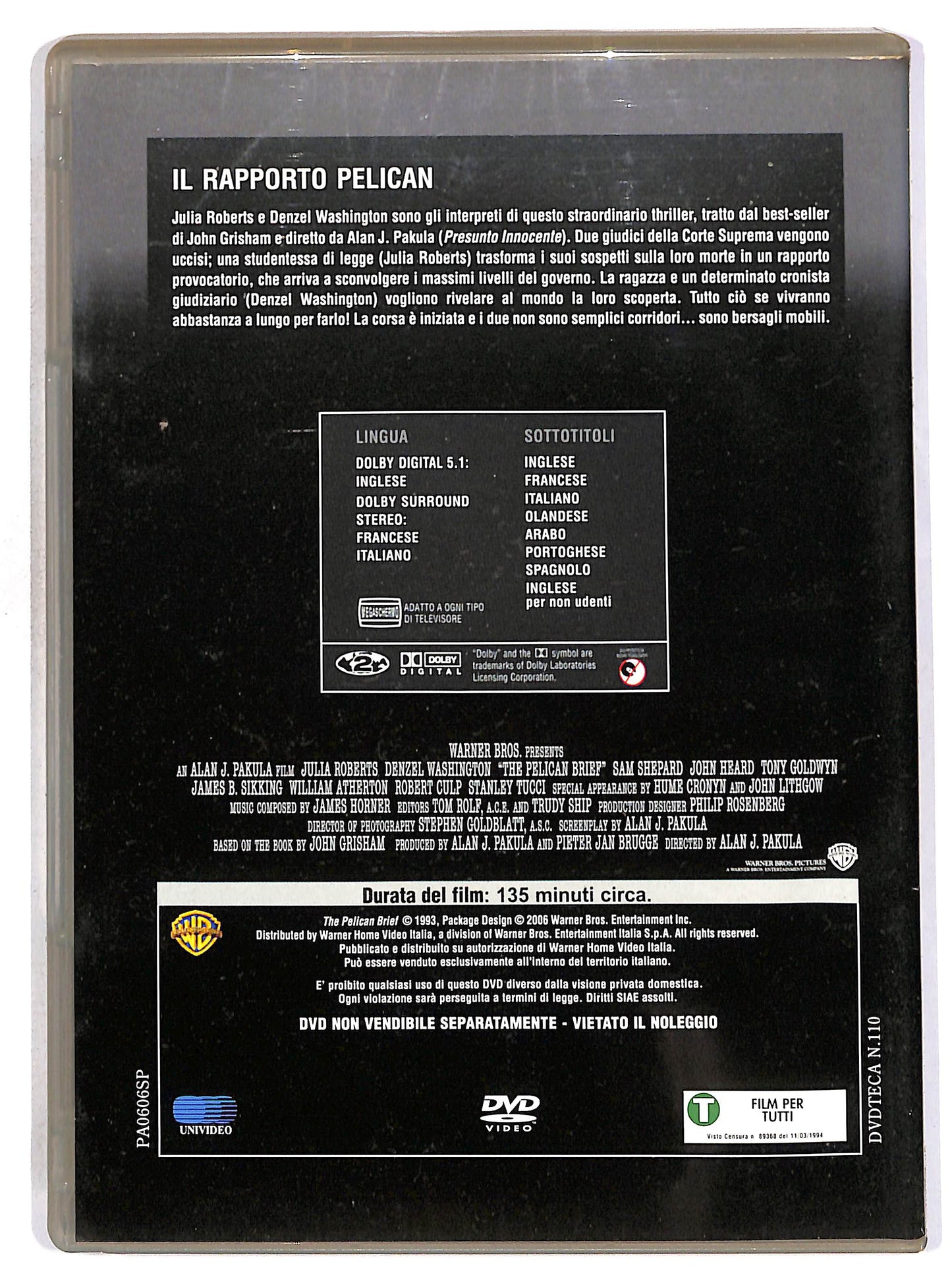EBOND Il rapporto Pelican EDITORIALE DVD DB634138