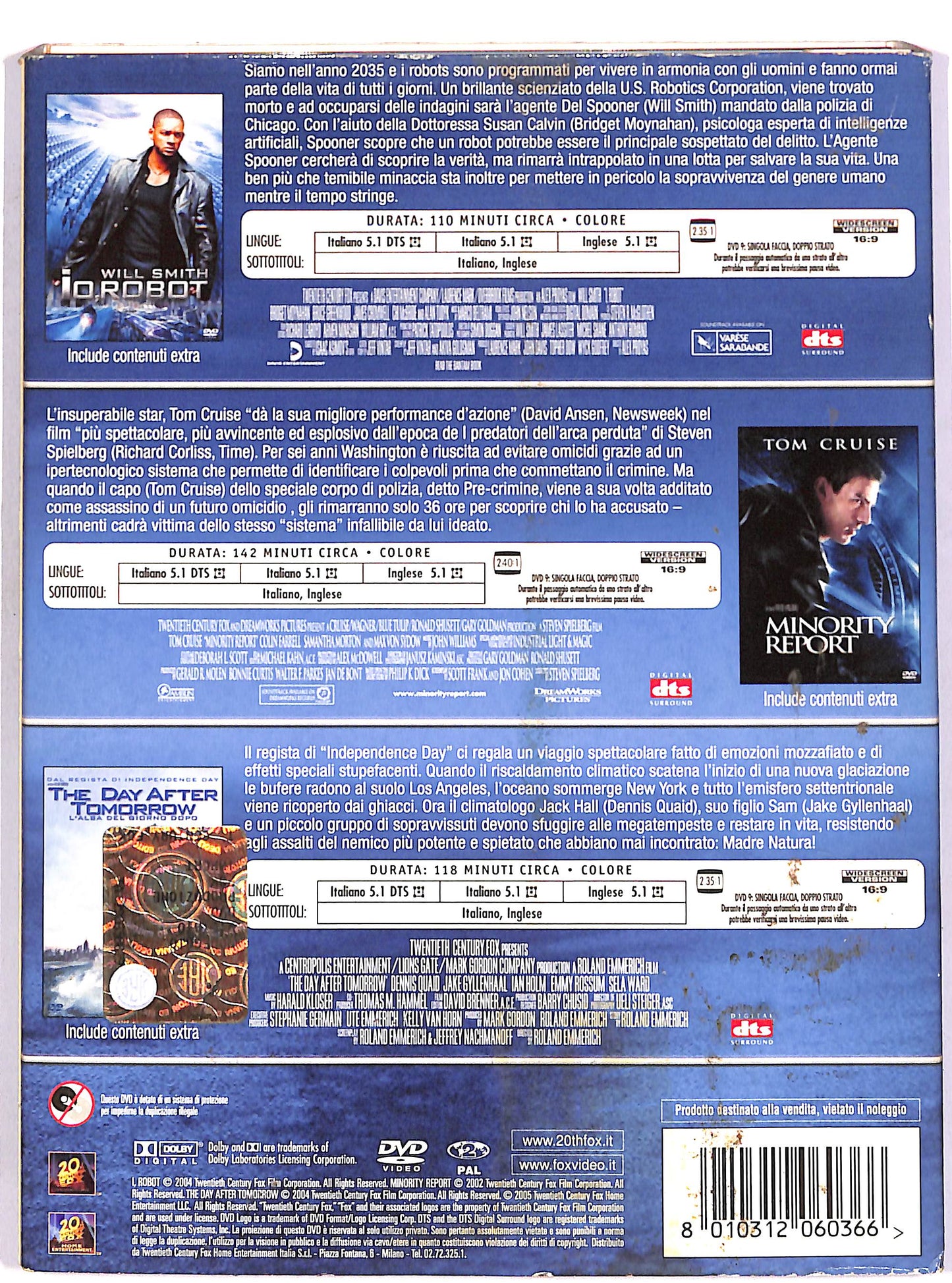 EBOND Io, robot + Minority Report + The Day After Tomorrow SLIPCASE DVD DB634336