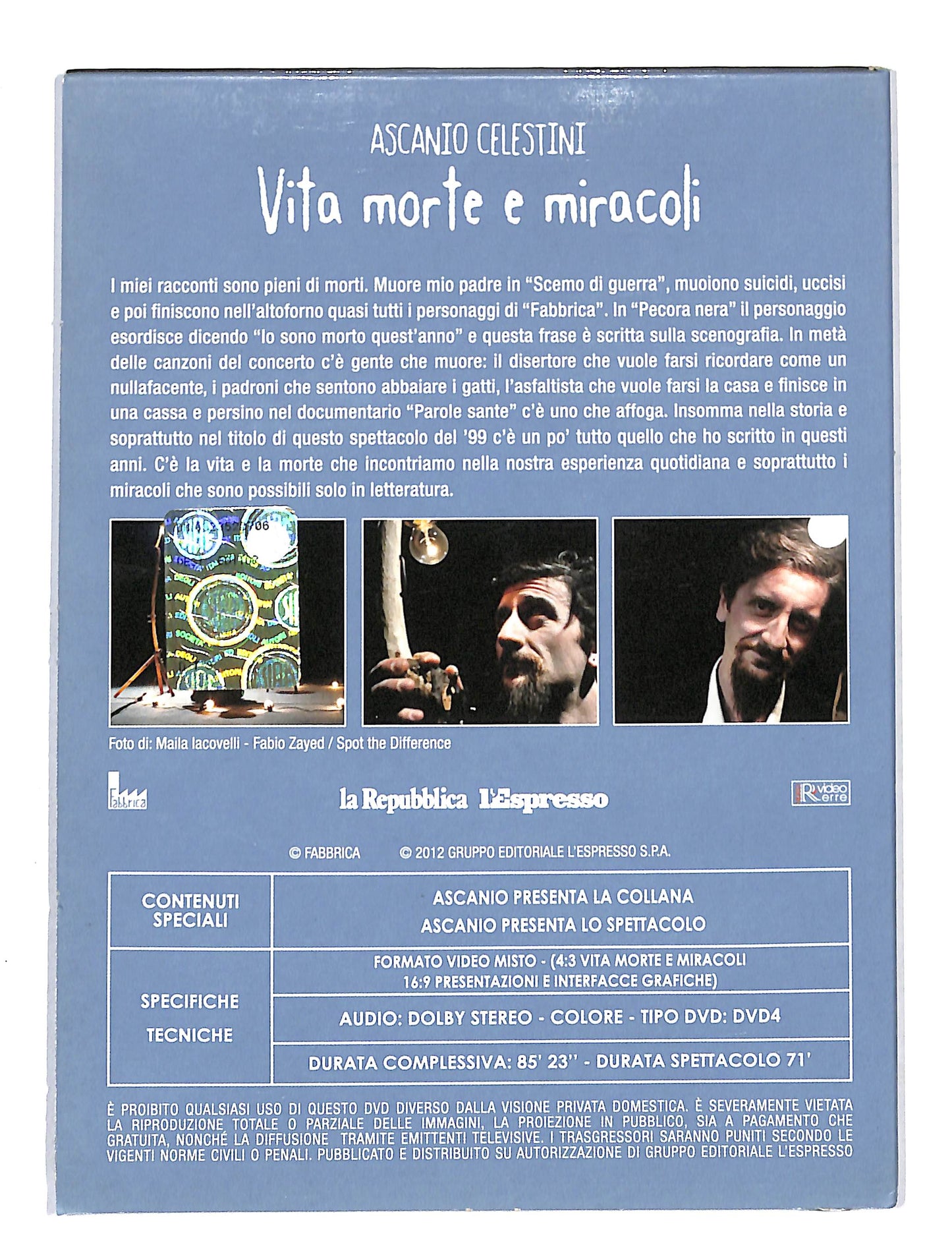 EBOND Ascanio Celestini Vita morte e miracoli EDITORIALE DVD DB644804
