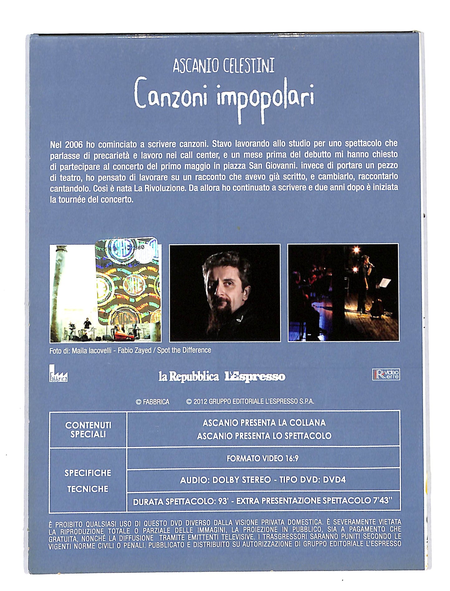 EBOND Ascanio celestini canzoni impopolari EDITORIALE DVD DB645431