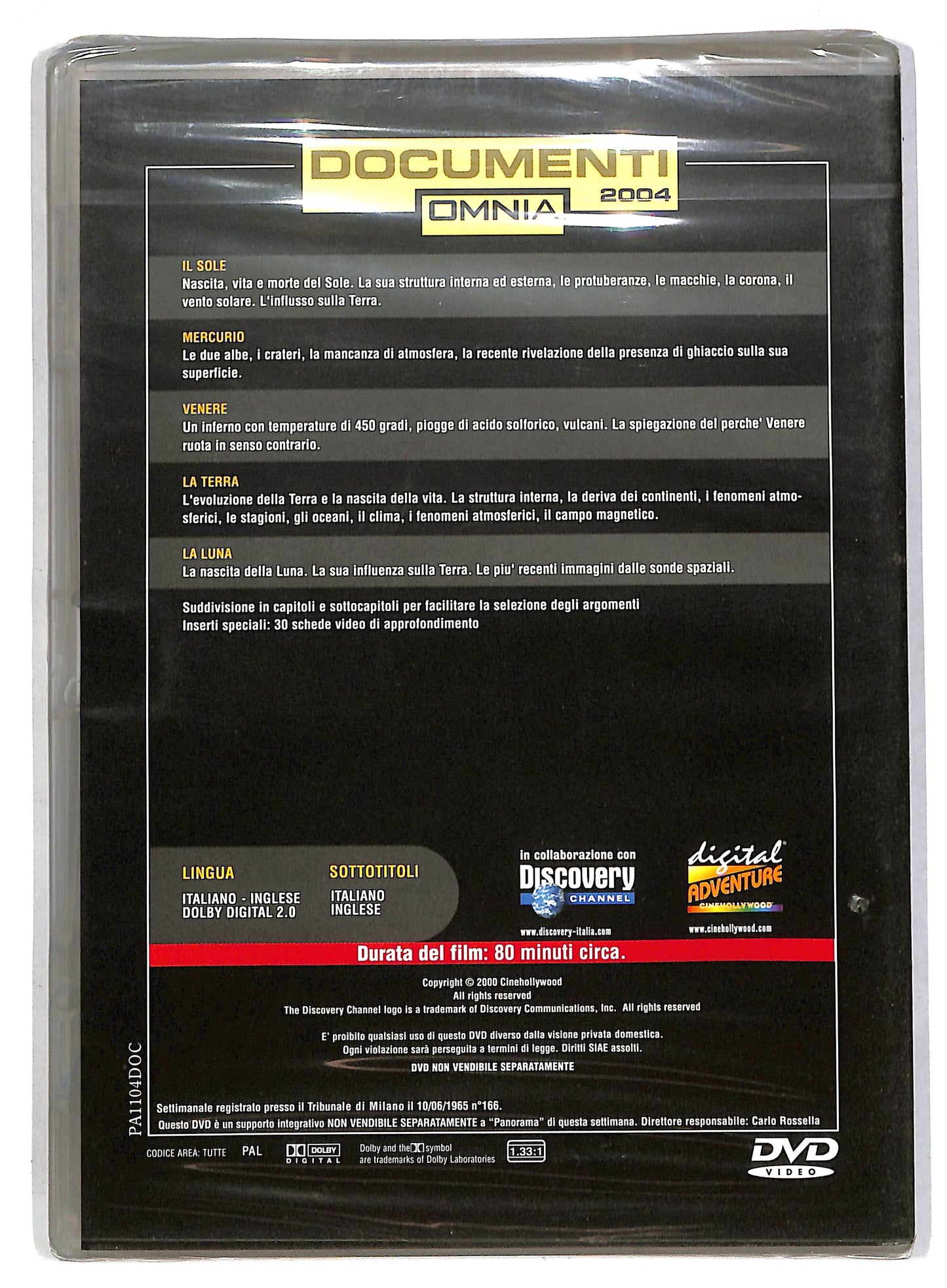 EBOND Il sole e i pianeti interni - documenti omnia 2004 DVD DB647823