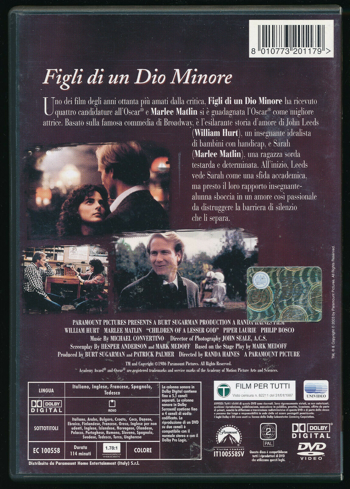 EBOND Figli Di Un Dio Minore DVD DB650642