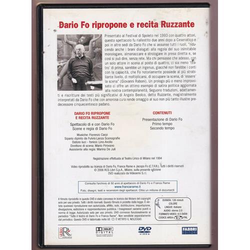 EBOND Dario Fo e Franca Rame:dario Fo Ripropone e Recita Ruzzante DVD DB652955