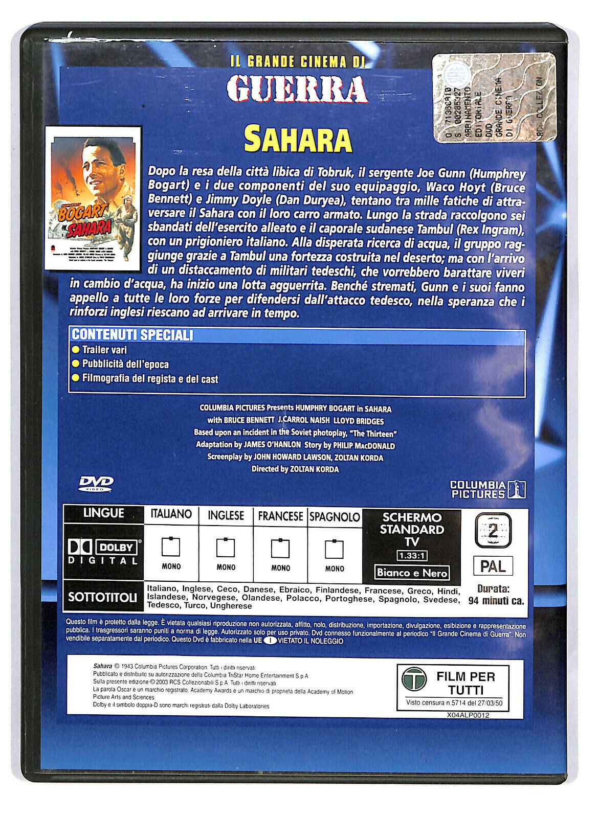 EBOND Il Grande Cinema Di Guerra - Sahara Editoriale DVD DB657908