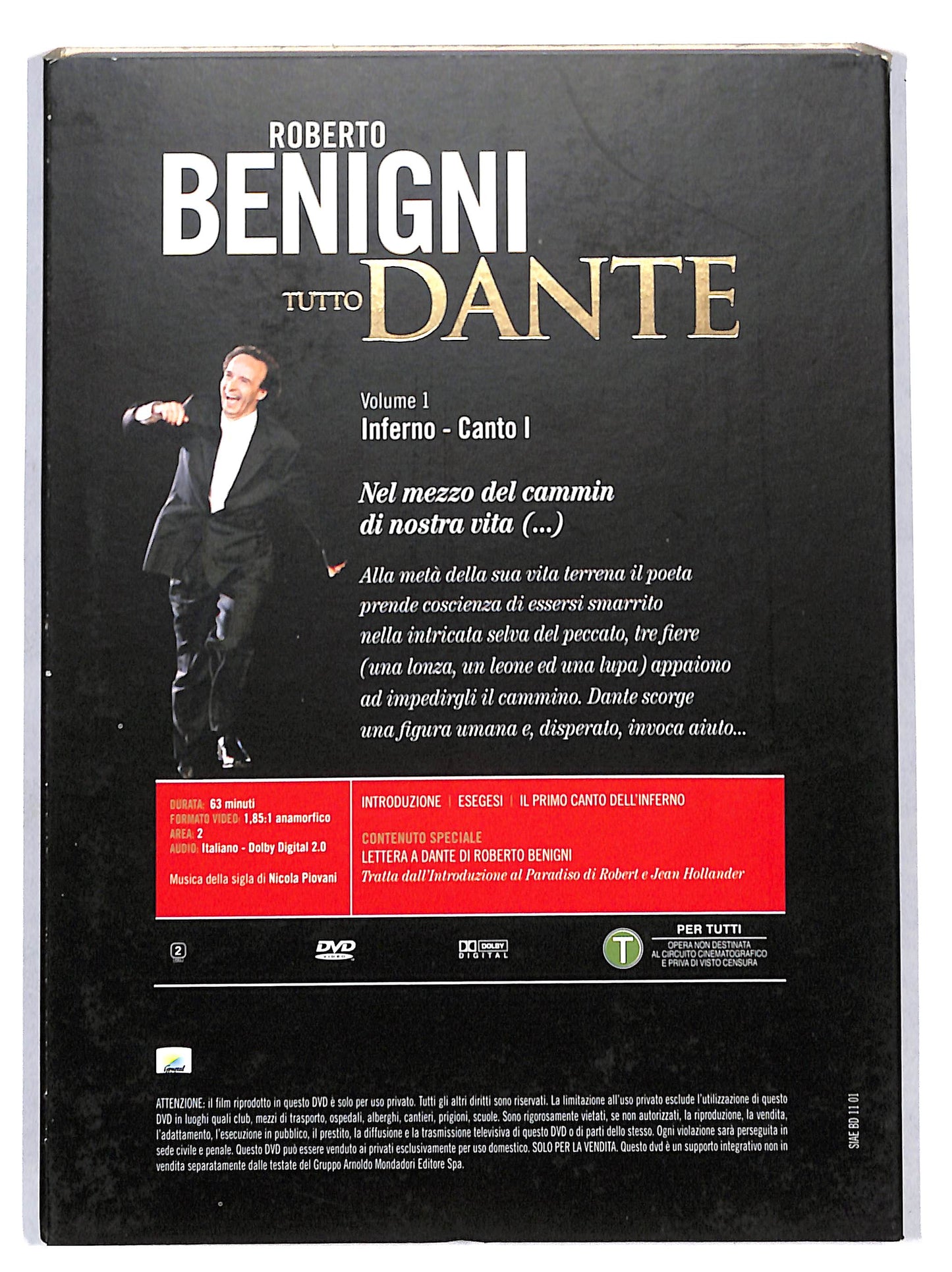 EBOND Roberto Benigni Tutto Dante Vol1 Inferno canto I EDITORIALE DVD DB658107