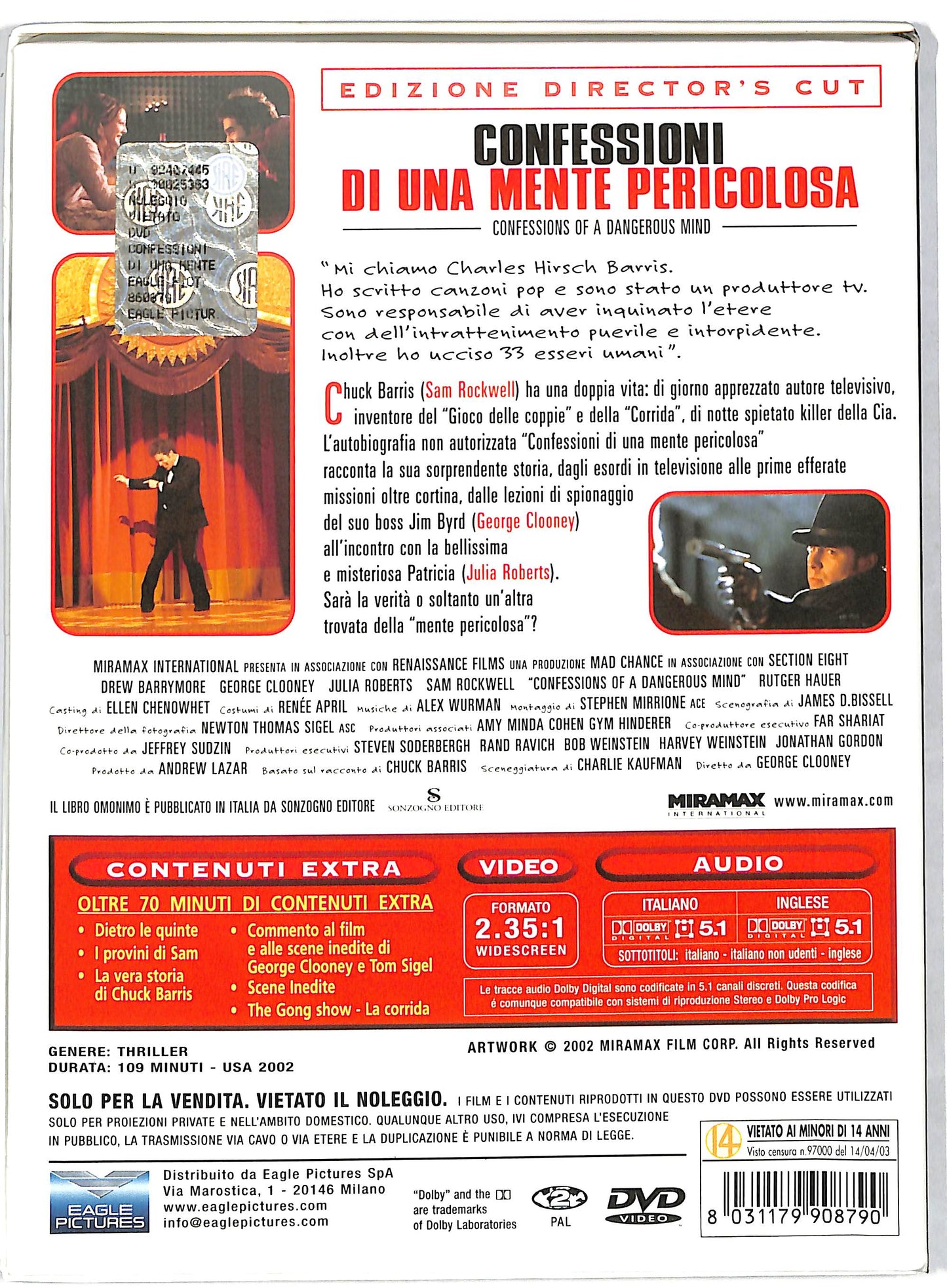 EBOND Confessioni di una mente pericolosa DIGIPACK DVD DB663232