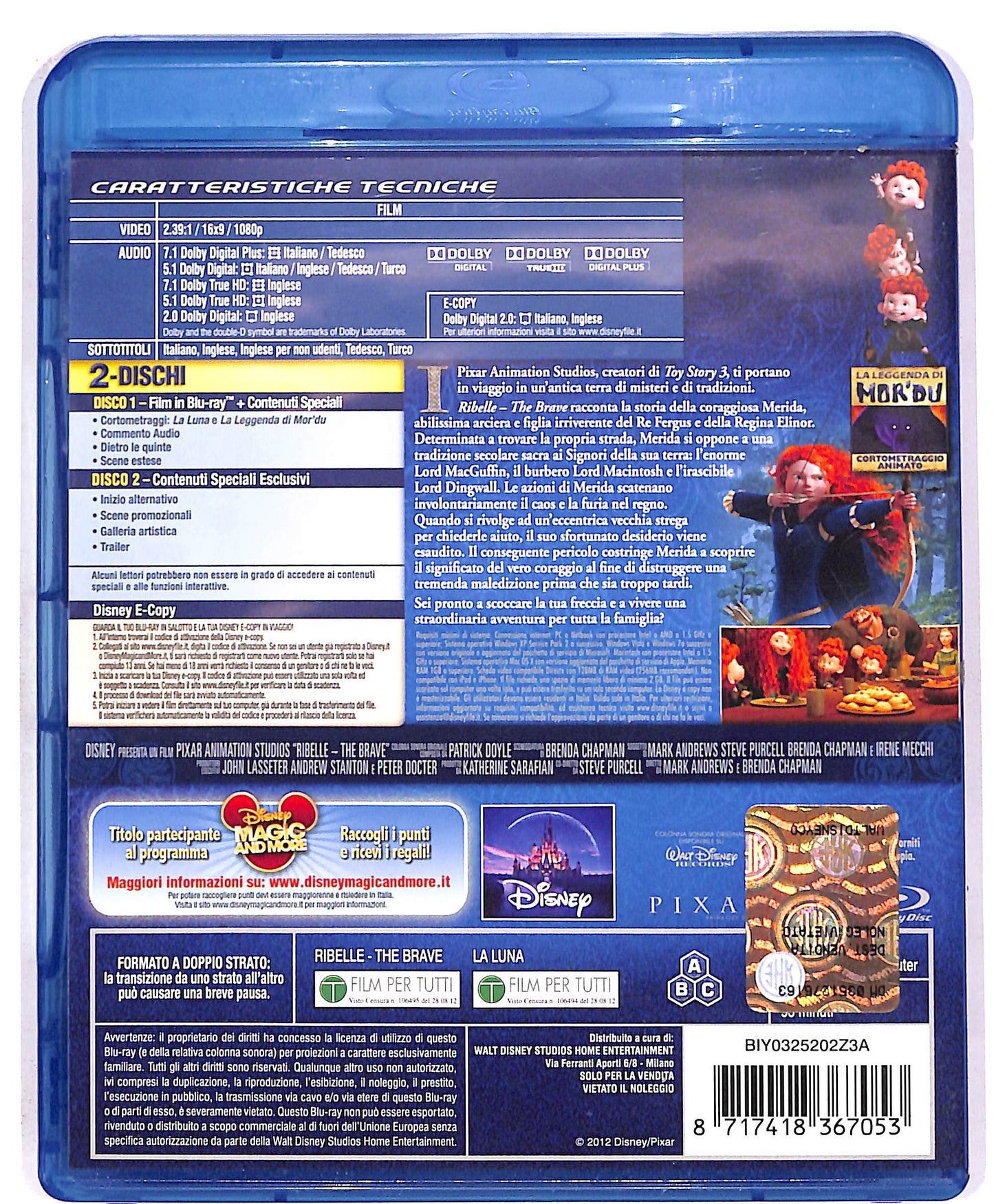 EBOND Ribelle The Brave DISNEY No E-COPY +2 BLURAY BLURAY DB672473