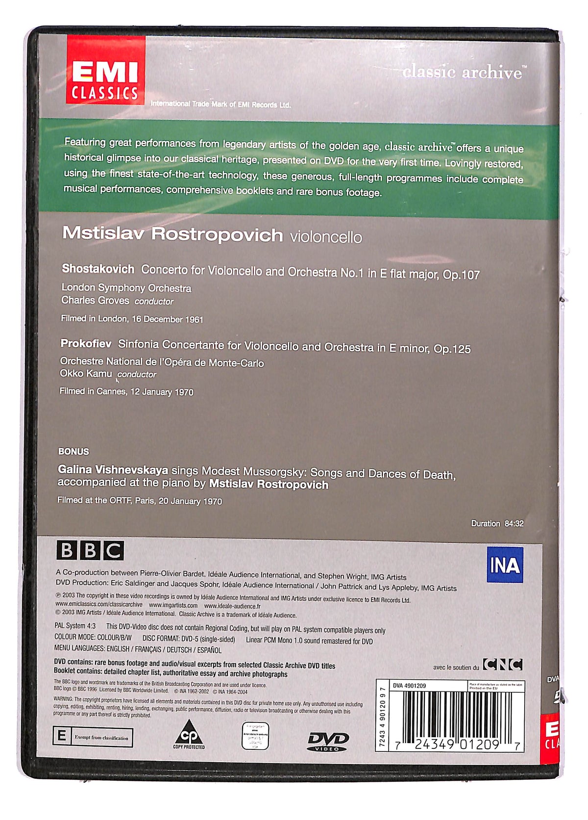 EBOND Mstislav Rostropovich Classic archive EDITORIALE DVD DB674170