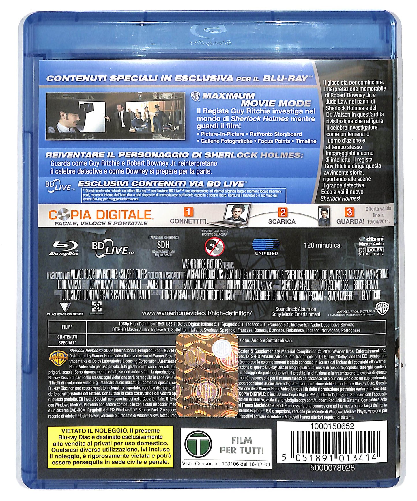 EBOND Sherlock Holmes - no copia digitale BLURAY DB674643