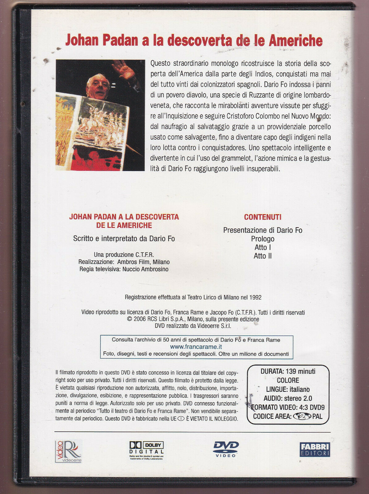 EBOND Dario Fo e Franca Rame:johan Padan a La Descoverta.. DVD DB678429