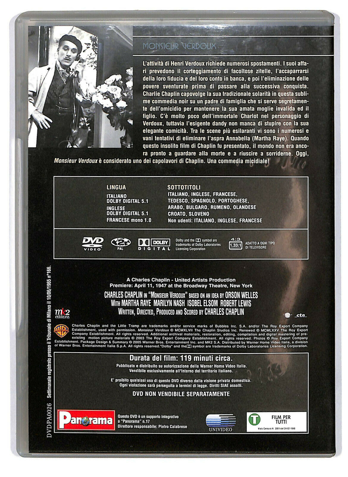 EBOND Monsieur Verdoux Editoriale DVD DB679831