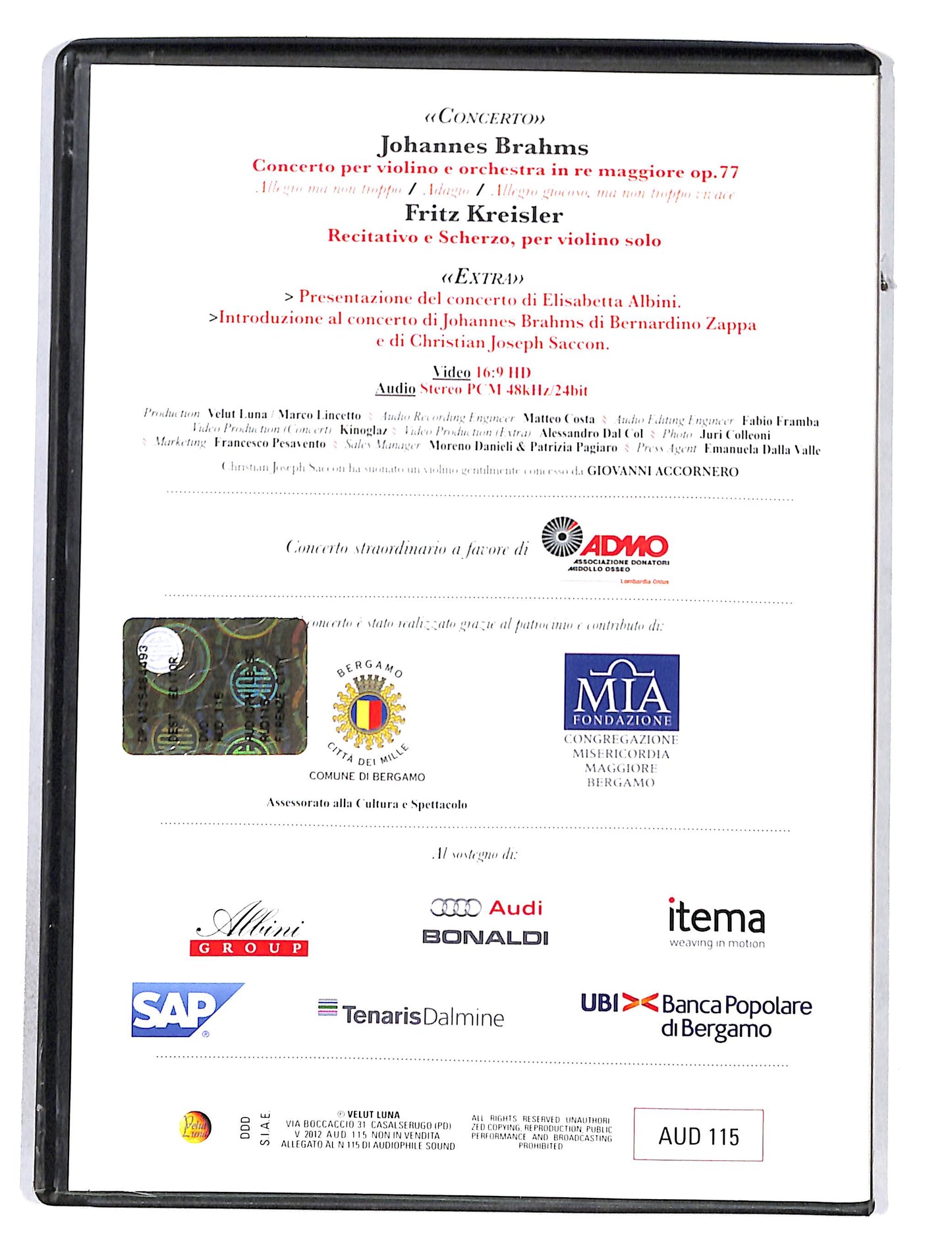 EBOND Brahms concerto in re maggiore op.77 per violino e orchestra DVD DB680939