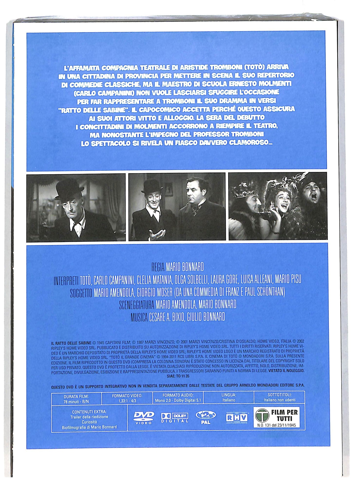 EBOND Il ratto delle Sabine SLIPCASE EDITORIALE DVD DB684628