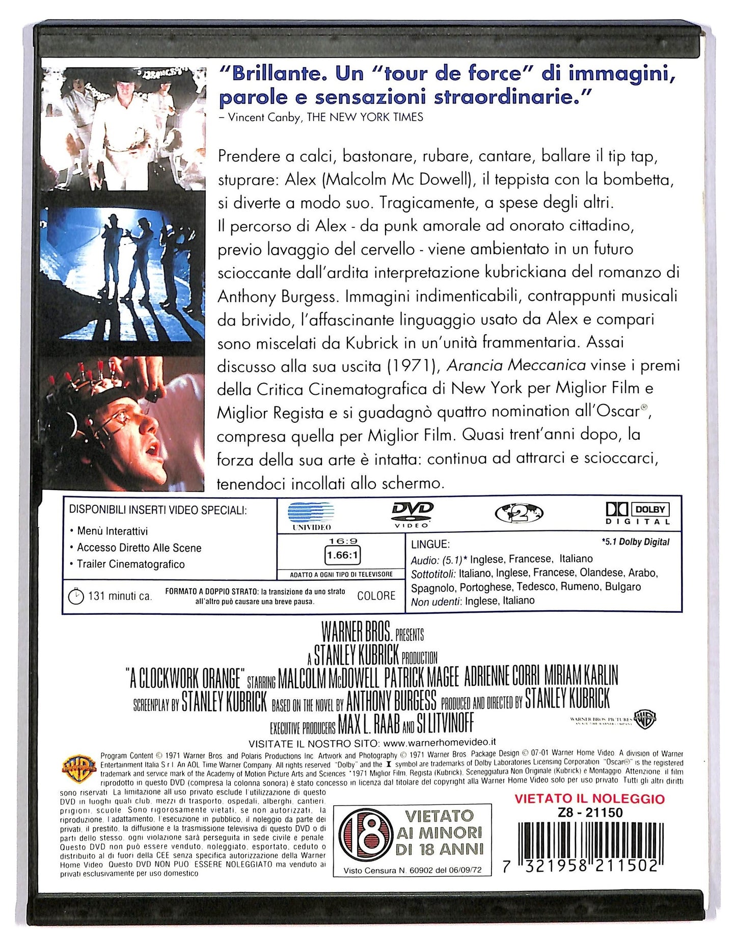 EBOND arancia meccanica SNAPPER DVD DB686345