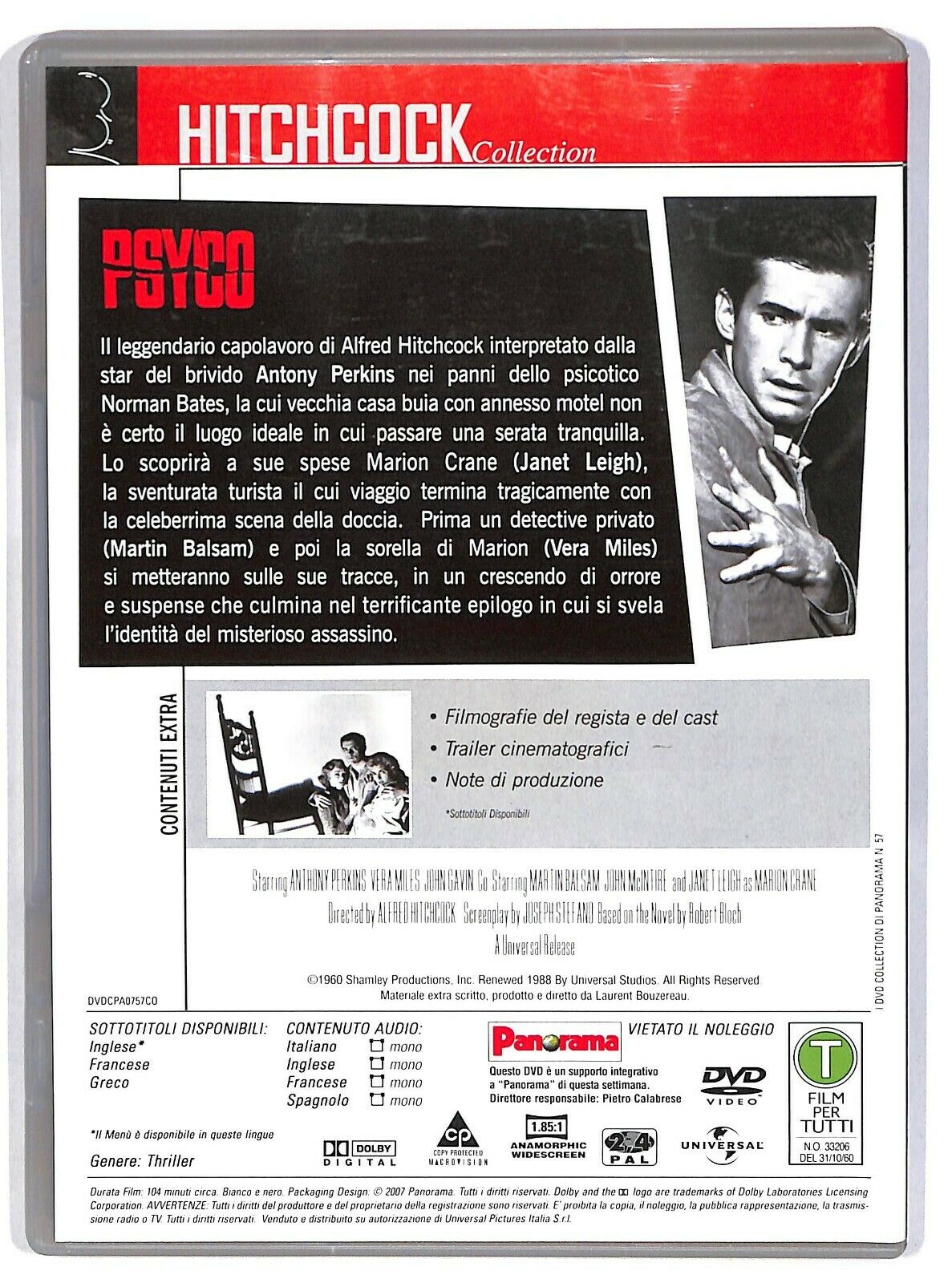 EBOND Psyco Con Anthony Perkins Hitchcock Collection Editoriale DVD DB686742