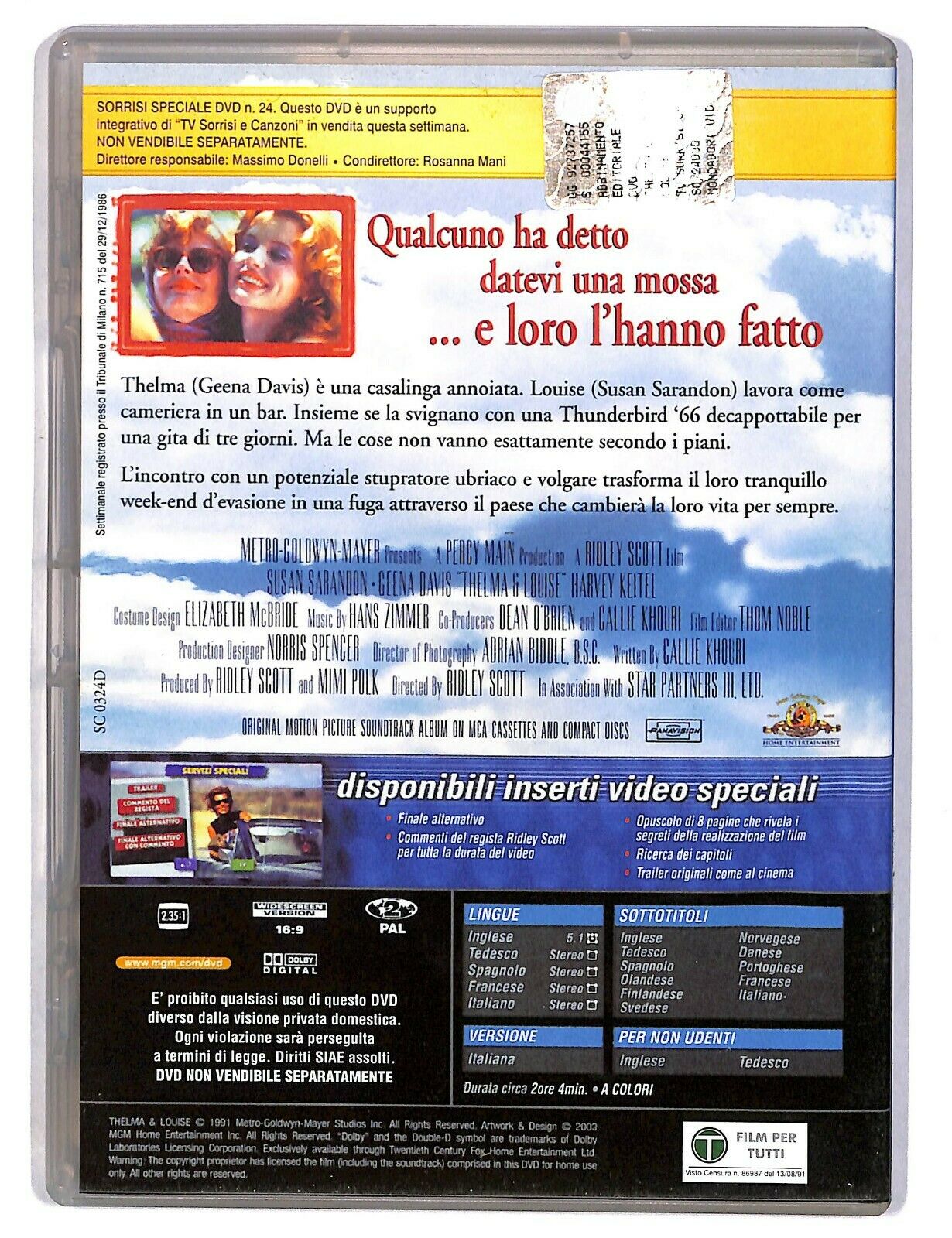 EBOND Thelma & Louise Di Ridley Scott Editoriale DVD DB687207