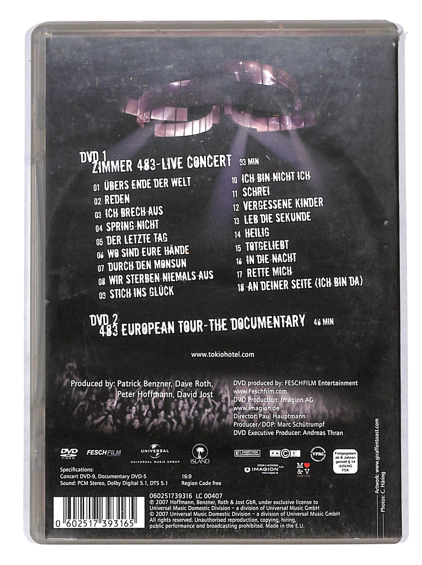 EBOND Tokio Hotel Zimmer 483 Live In Europe DVD DB688110