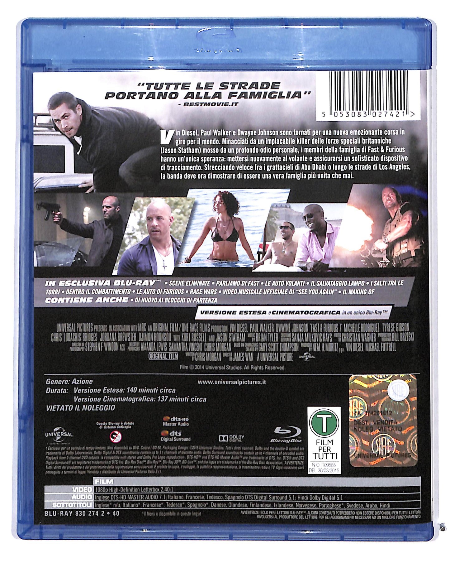 EBOND Fast & Furious 7 versione estesa BLURAY BLURAY DB689624