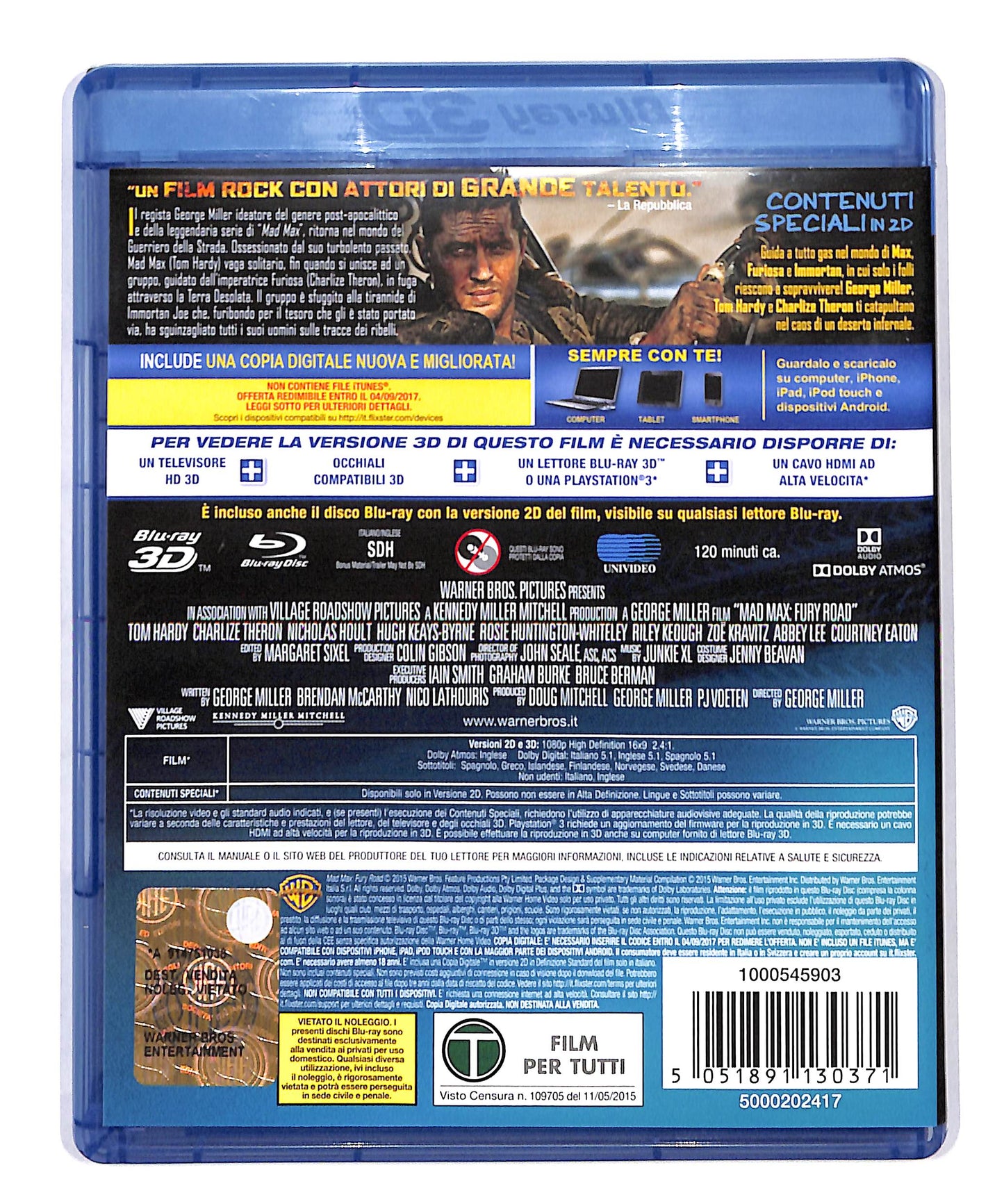 EBOND Mad Max Fury Road BLURAY 3D+Copia Digitale BLURAY DB690736