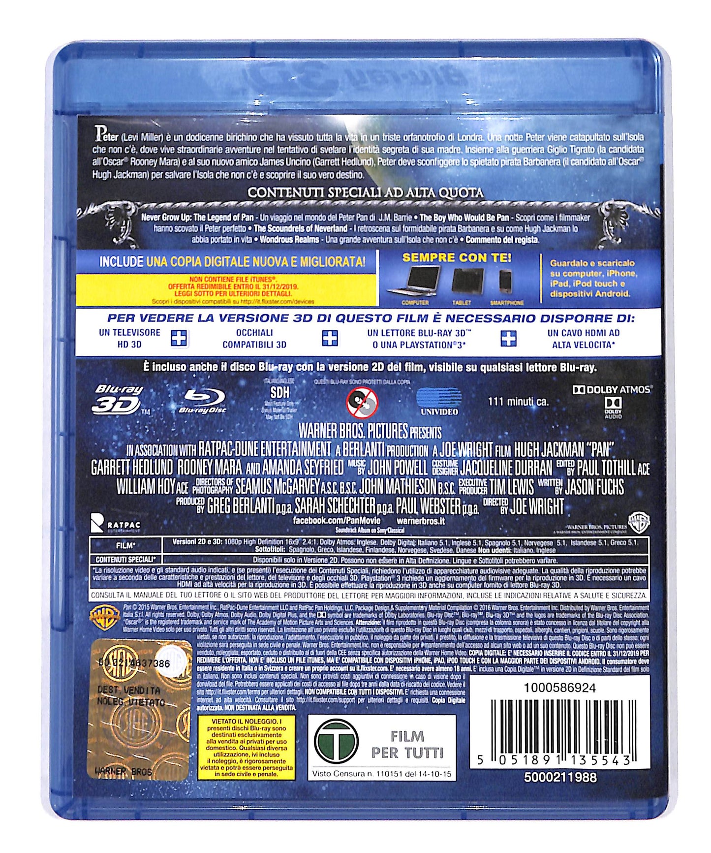 EBOND Pan - Viaggio sull'Isola che Non c'e BLURAY 3D BLURAY DB690746
