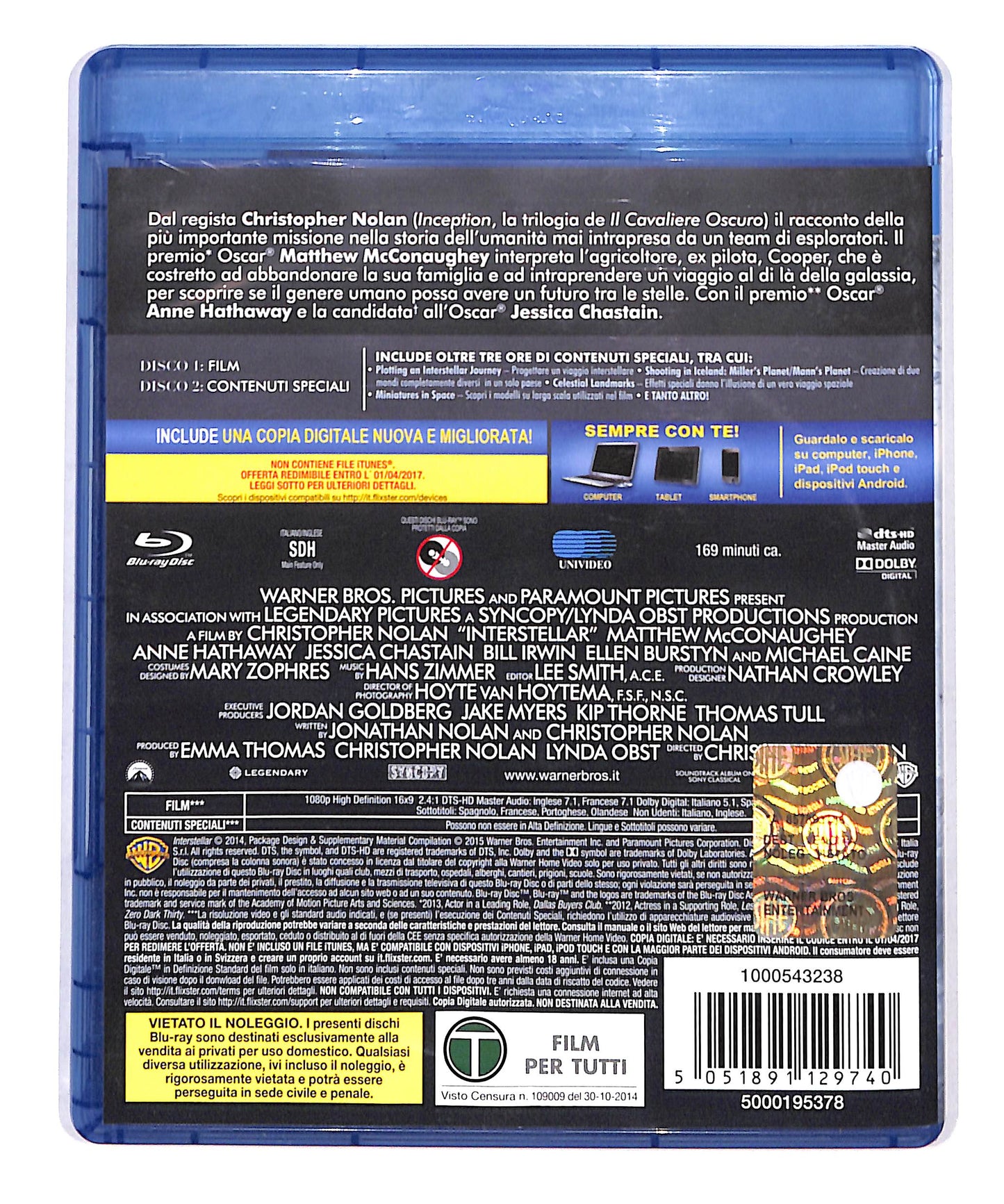 EBOND Interstellar 2 BLURAY + Copia Digitale BLURAY DB692211