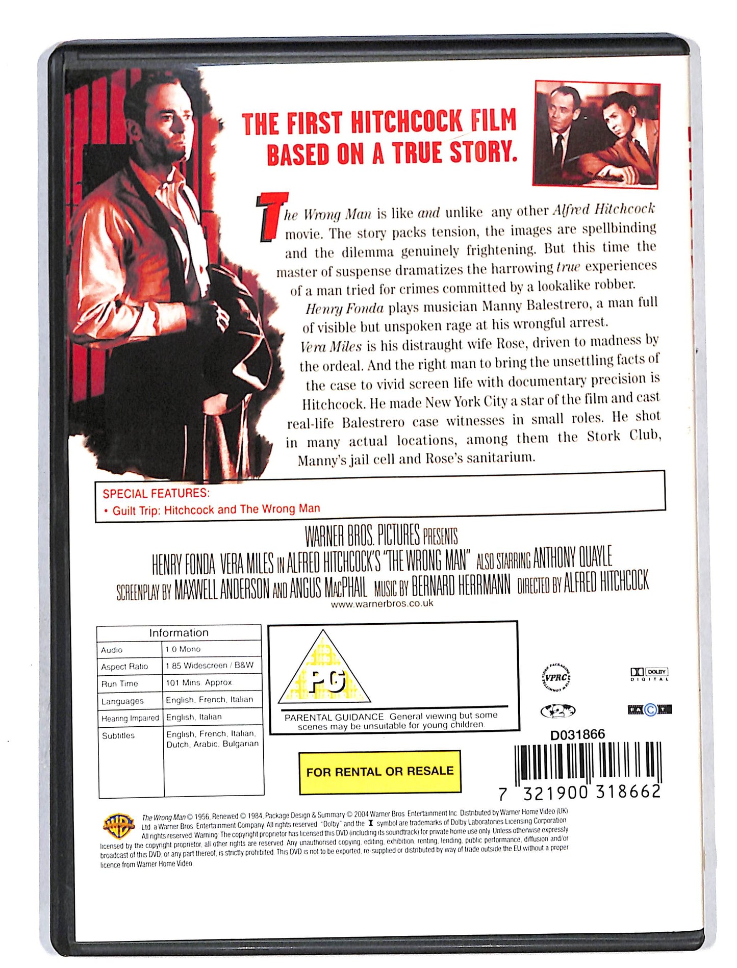 EBOND The Wrong Man Edizione UK DVD DB695353