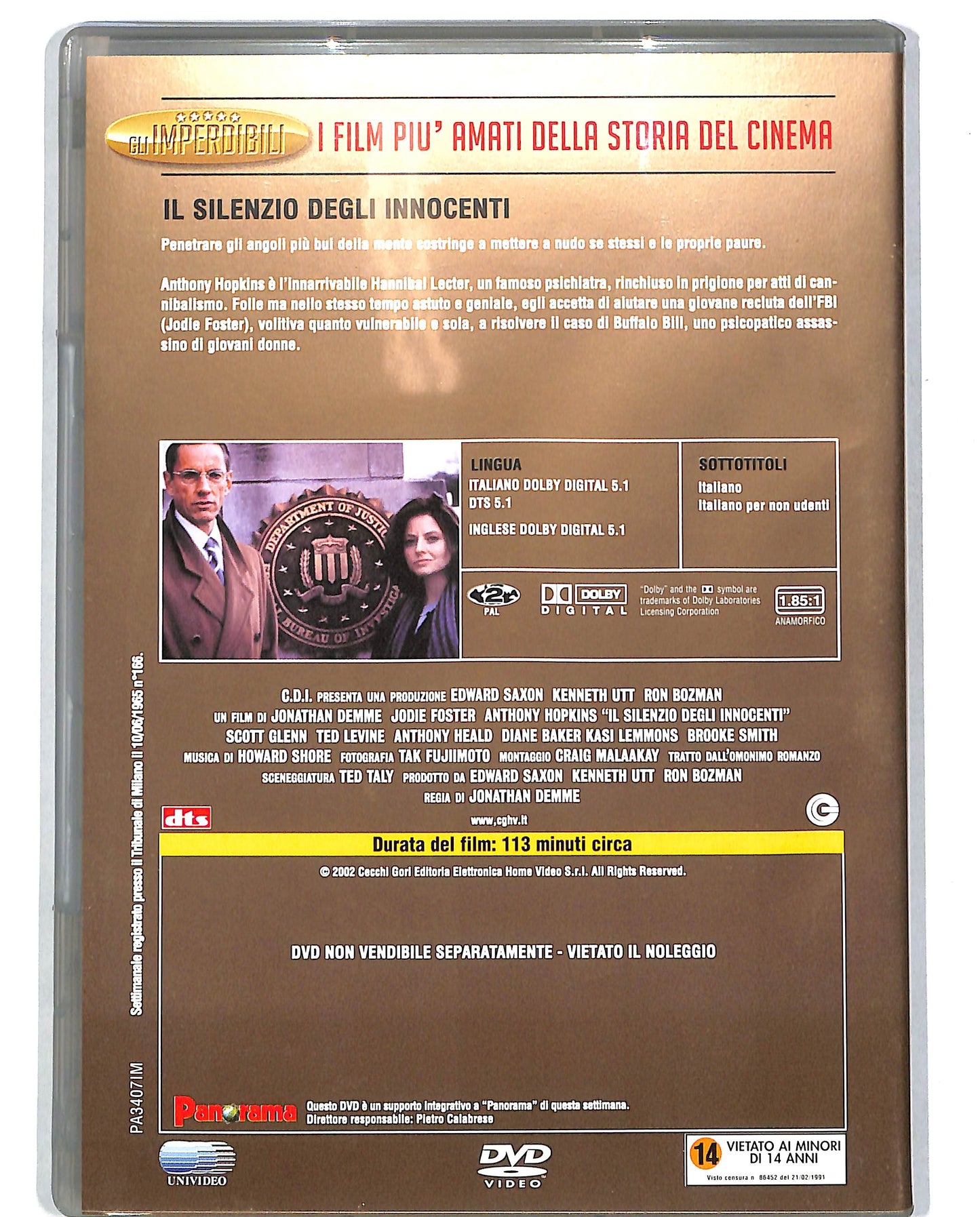 EBOND Il silenzio degli innocenti EDITORIALE DVD DB701137