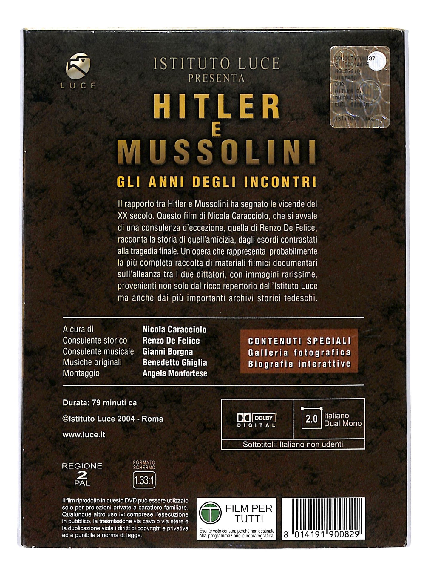 EBOND Hitler E Mussolini - Gli Anni Degli Incontri DIGIPACK DVD DB702117