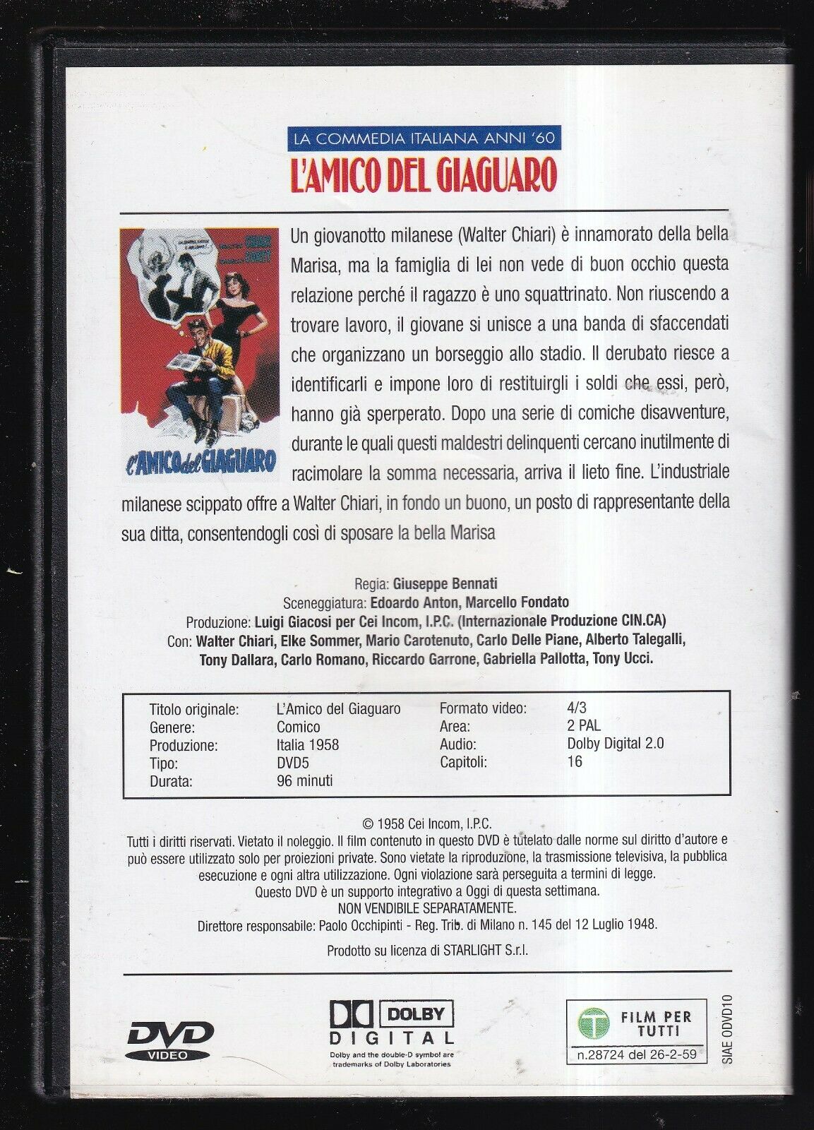 EBOND L'amico Del Giaguaro Con Walter Chiari Editoriale DVD DB703204