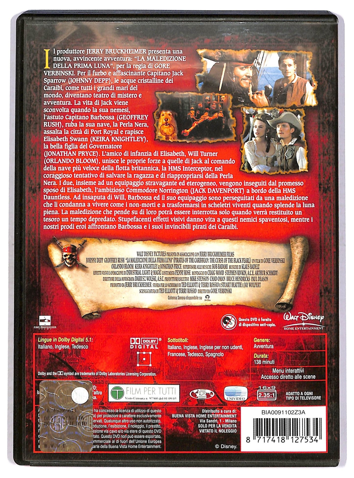 EBOND Pirati Dei Caraibi La Maledizione Della Prima Luna DVD DB703946