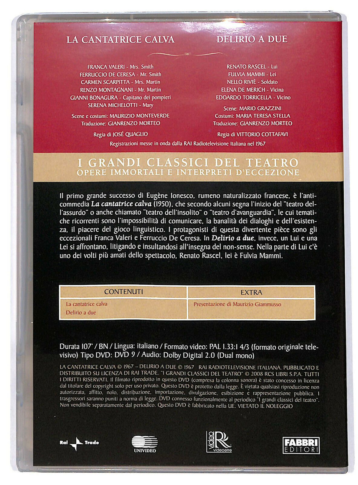 EBOND La Cantatrice Calva Delirio a Due  Editoriale DVD DB706411
