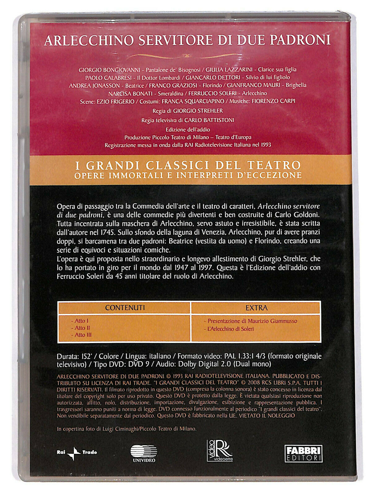 EBOND Arlecchino Servitore Di Due Padroni Editoriale DVD DB707109