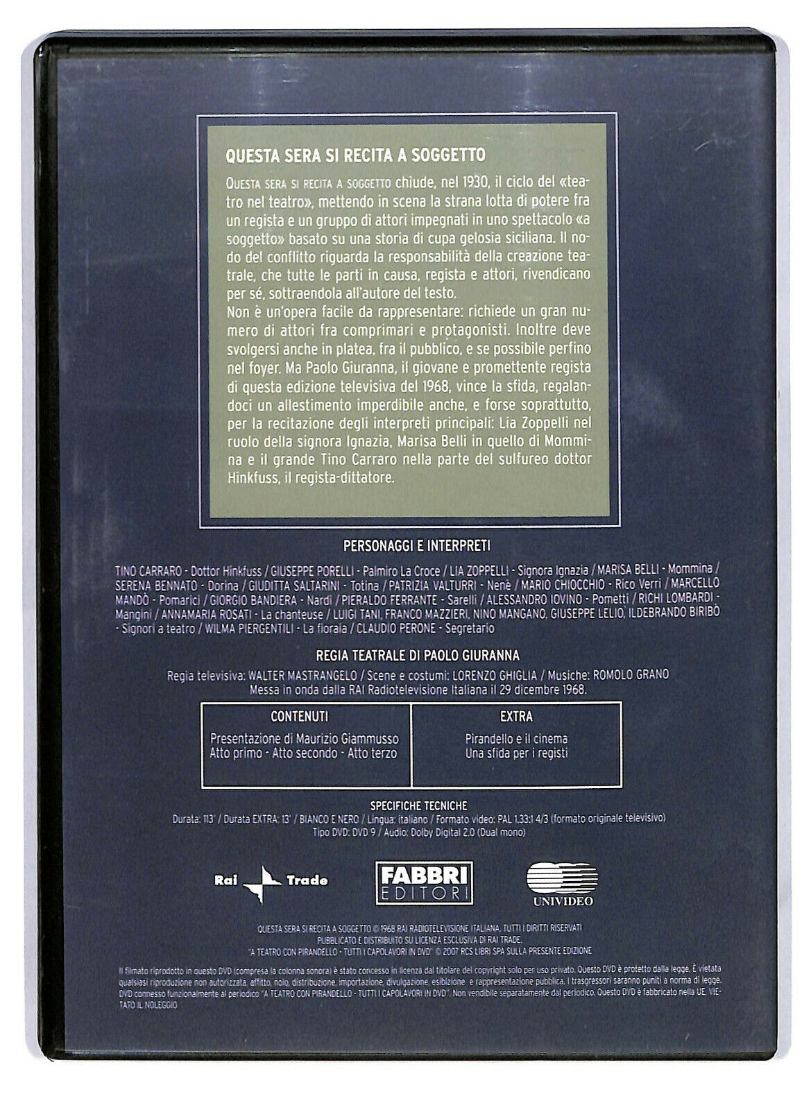 EBOND A Teatro Con Pirandello - Questa Sera Si Recita a Soggetto DVD DB707117