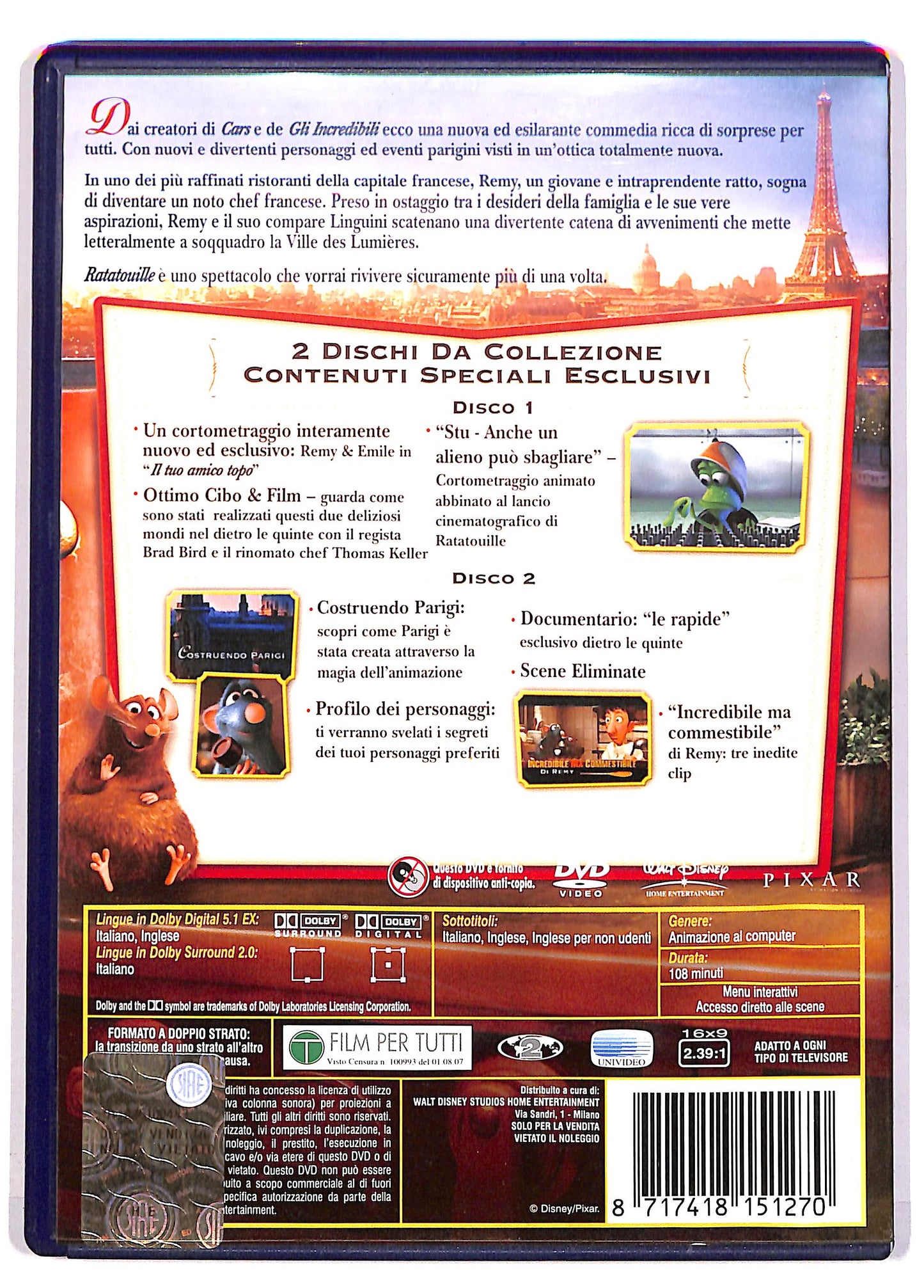 EBOND Ratatouille Edizione 2 dischi DVD DB708415